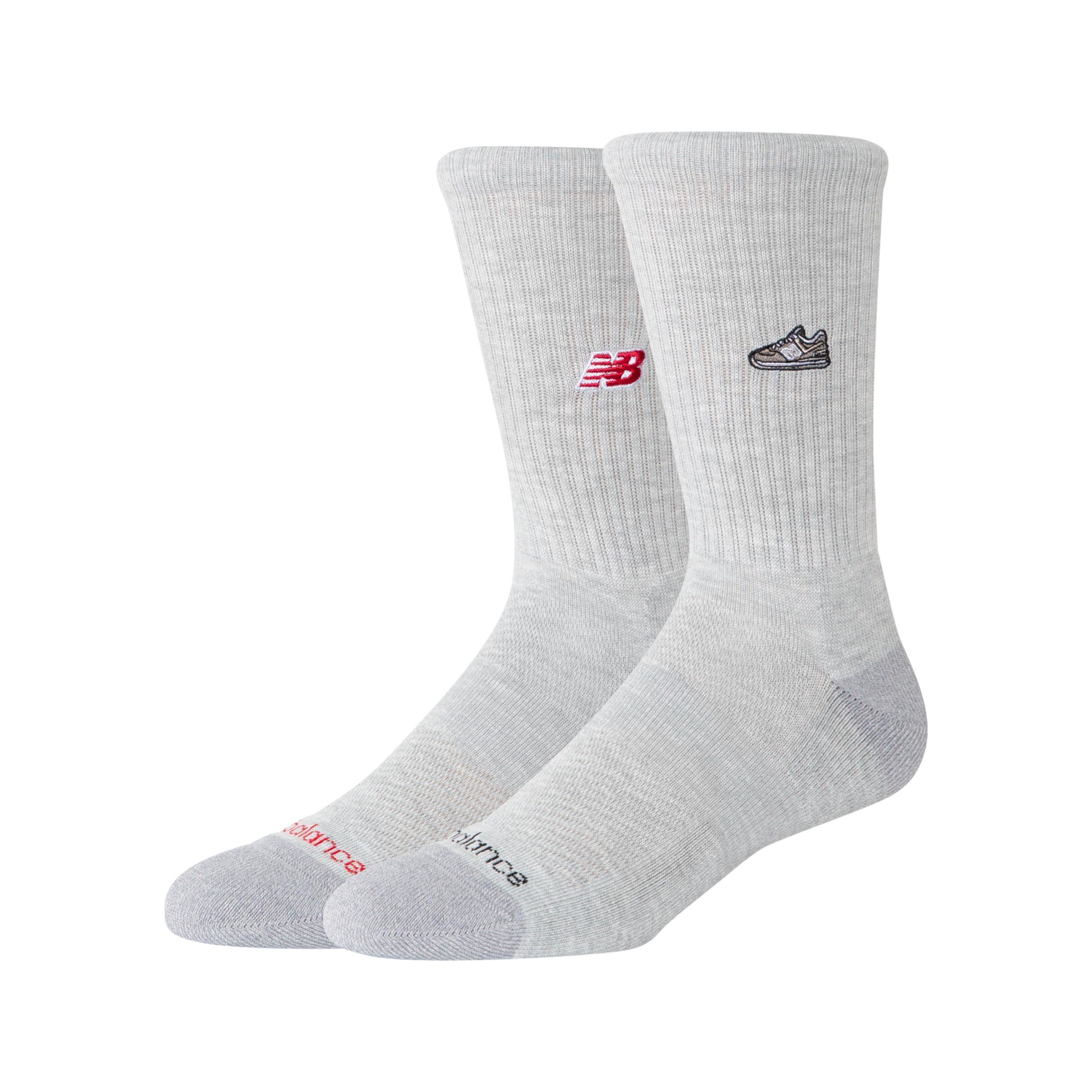 New Balance Unisex Active Premium Crew Socks 2 Pack In Grey