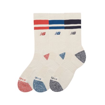 Active Premium Stripe Crew Socks 3 Pack, HOT TOMATO with STREAMSONG, LAS35210AS4