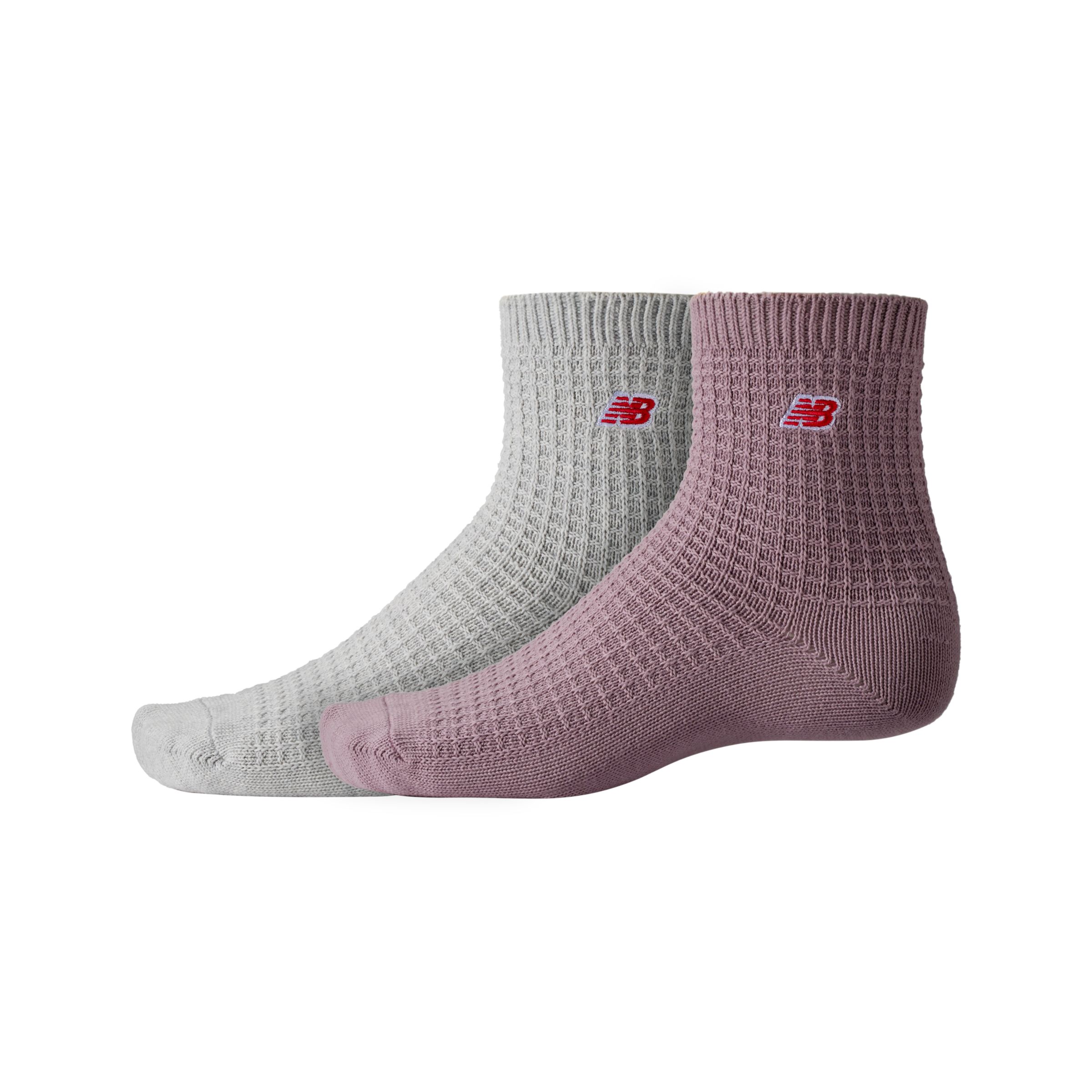 New Balance Unisex Waffle Knit Ankle Socks 2 Pack, Cotone, Taglia L