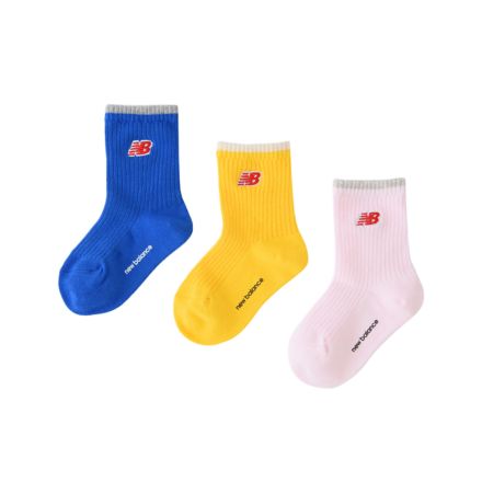 Kids Patch Logo Midcalf Socks 3 Pack, ASSORTED 1 COLORS, LAS49163AS2