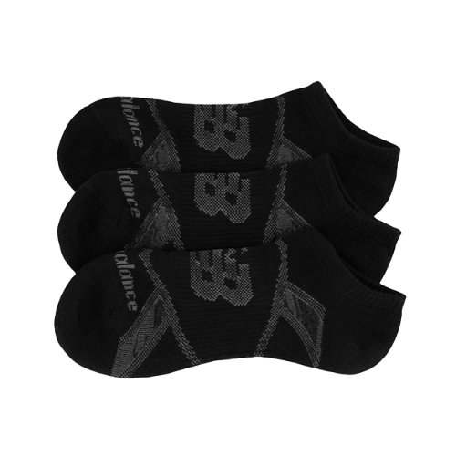 new balance unisex chaussettes performance no show 3 pack en noir, poly knit, taille l