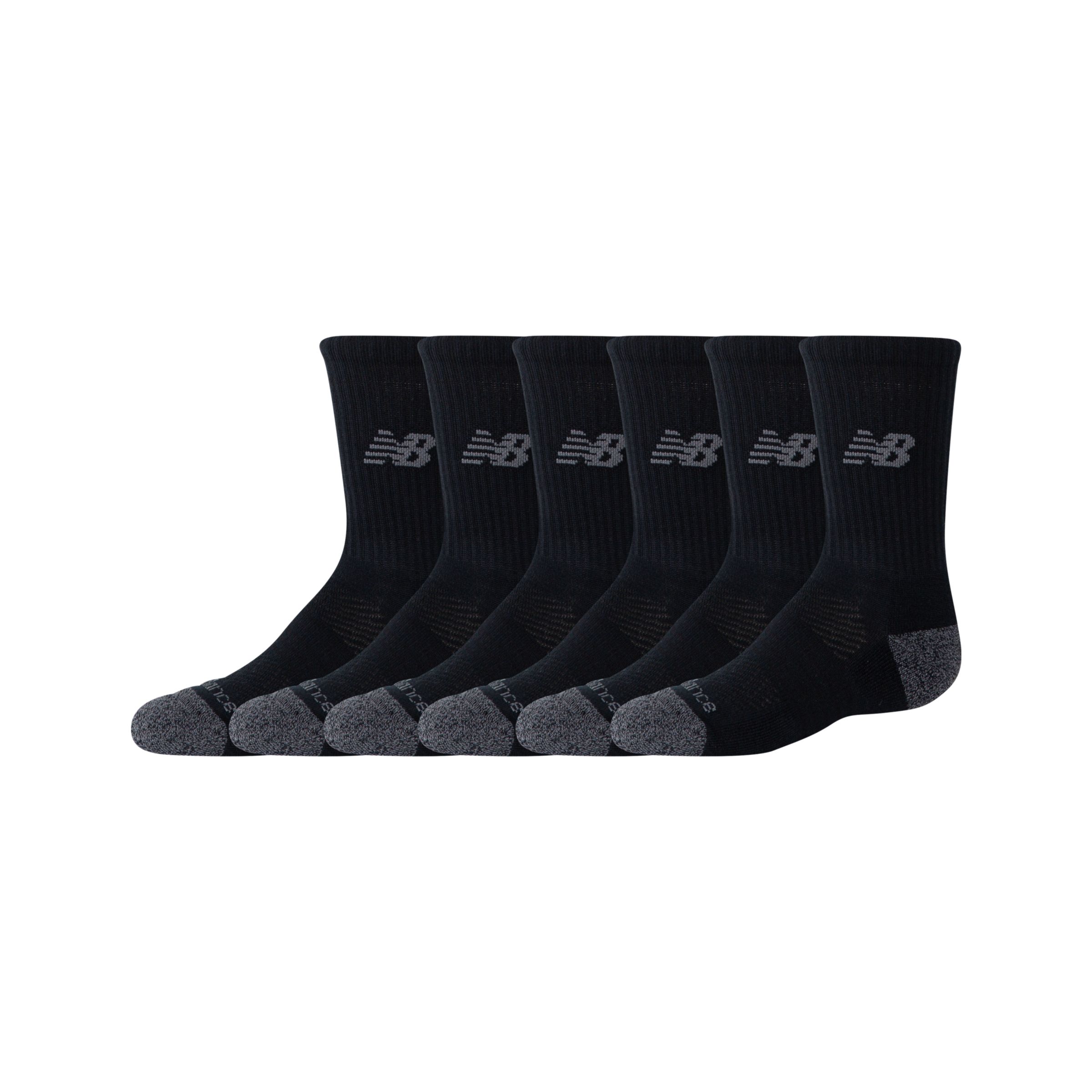 New Balance Unisex Youth Active Crew Socks 6 Pack In Black