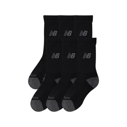 Youth Active Crew Socks 6 Pack, BLACK, LAS65125BK