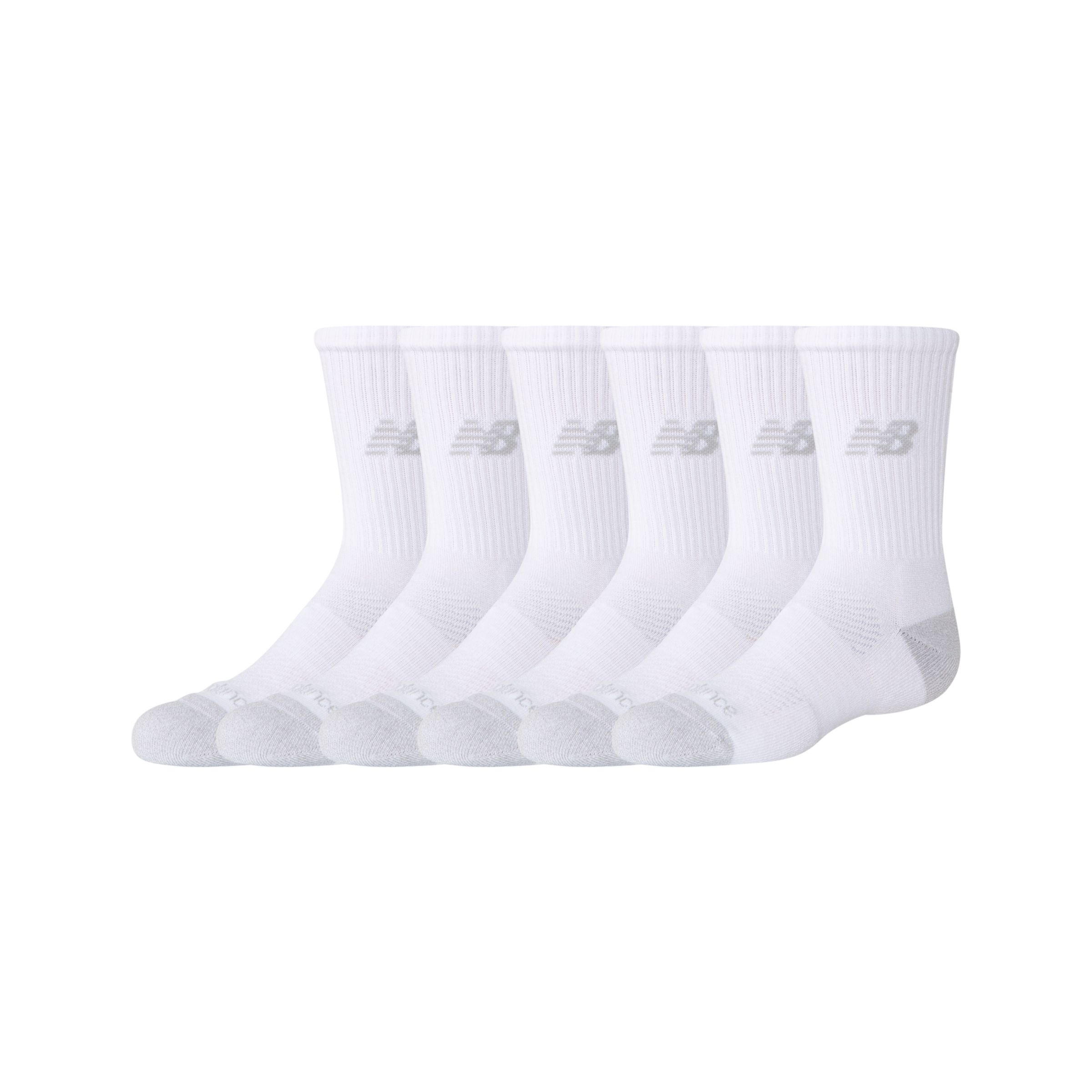NEW BALANCE UNISEX YOUTH ACTIVE CREW SOCKS 6 PACK 