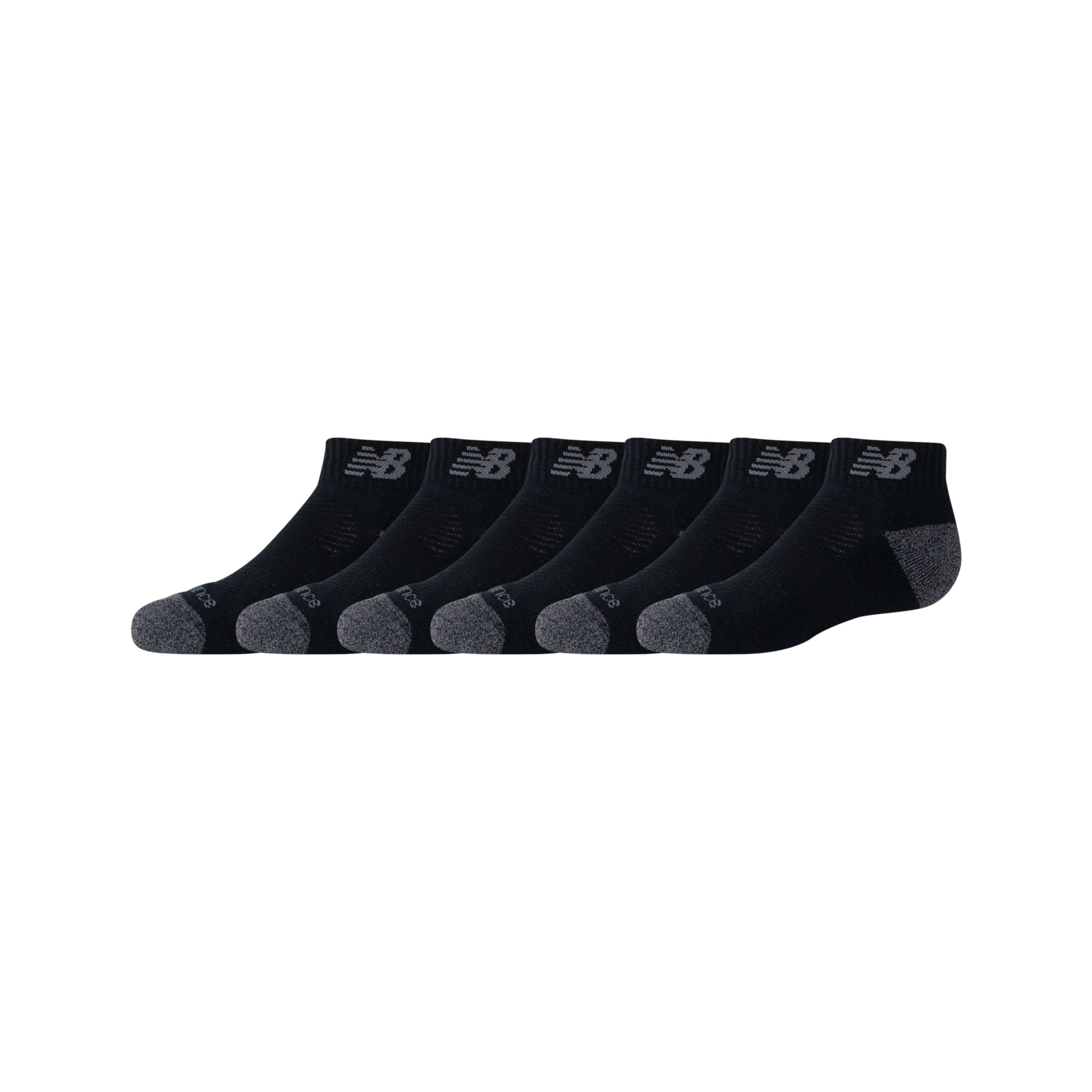 New Balance Unisex Youth Active Low Cut Socks 6 Pack In Black