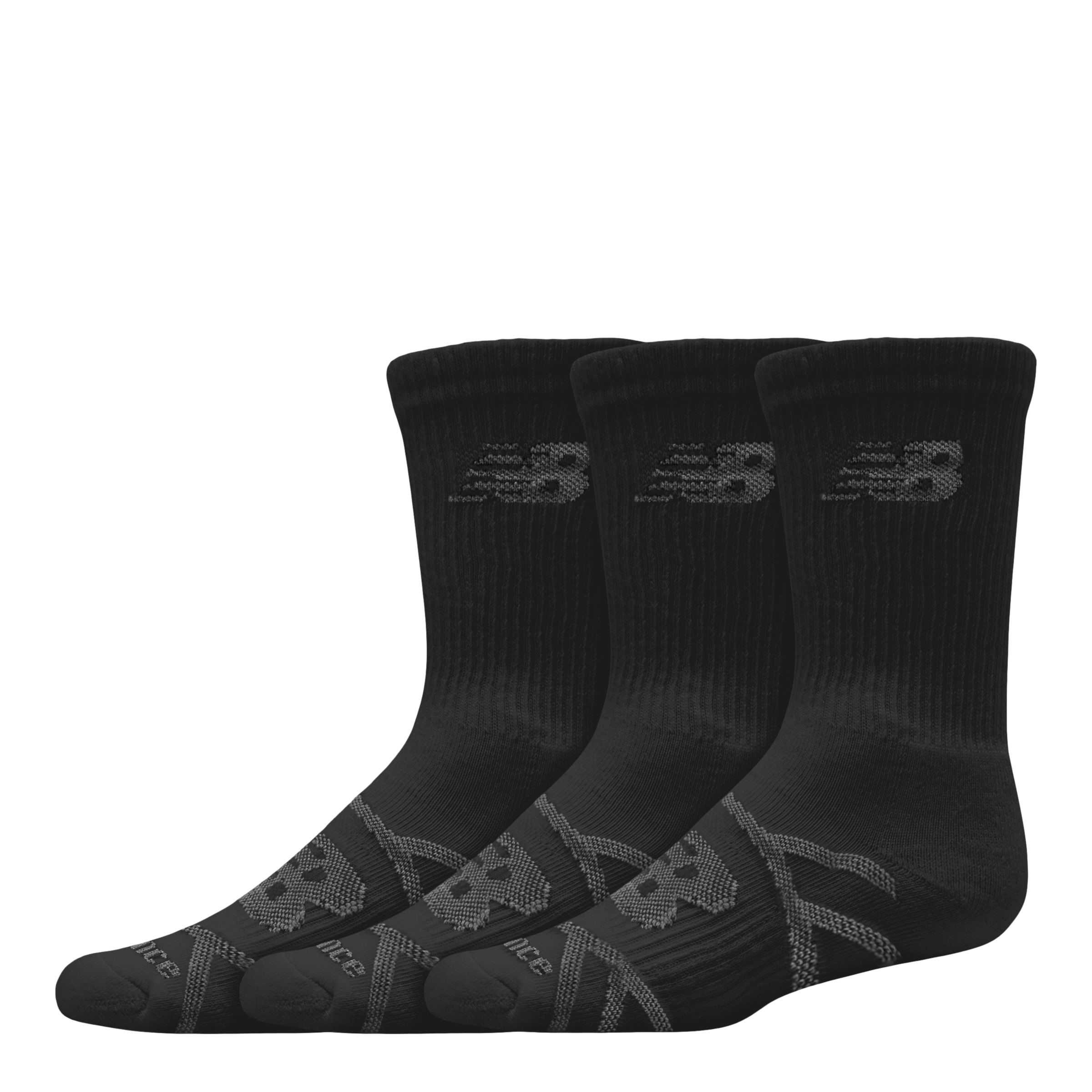 

New Balance Unisex Kids Performance Crew Sock 3 Pack Black - Black