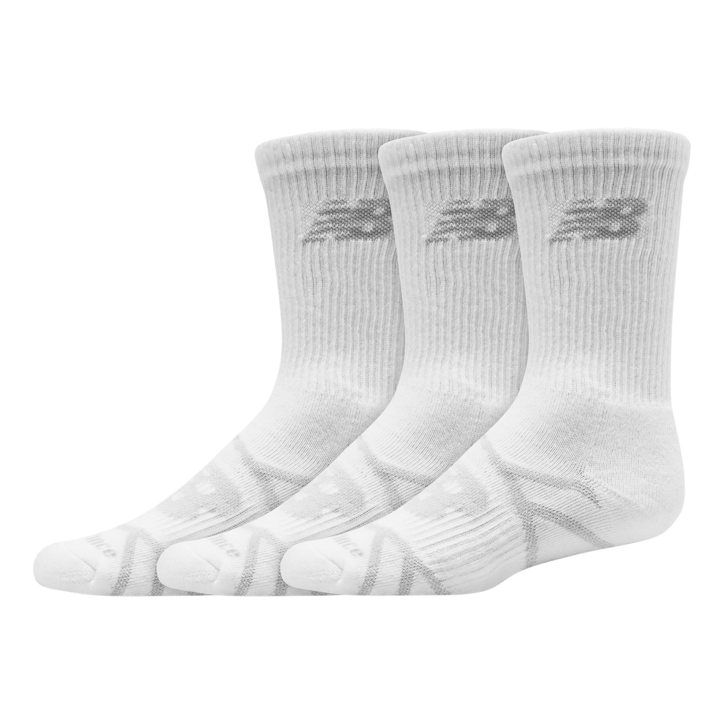 

New Balance Unisex Kids Performance Crew Sock 3 Pack White - White