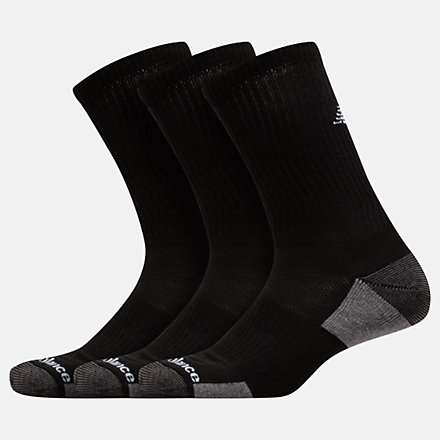 New Balance Essentials Cushioned Crew Socks 3 Pack, LAS83363BK image number null