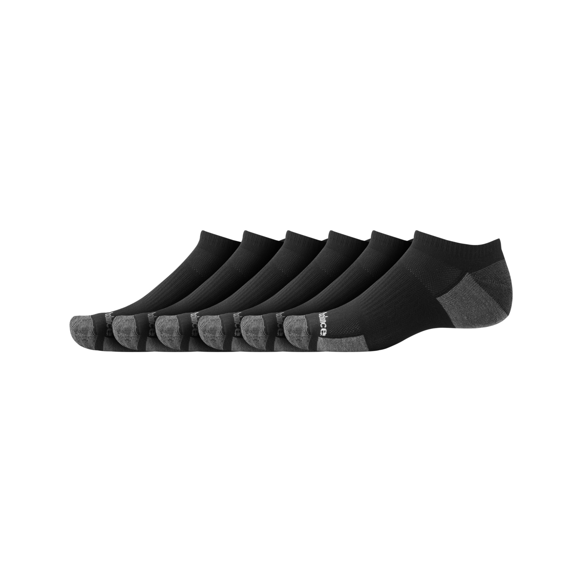 

New Balance Unisex Cushioned No Show Sock 6 Pack Black - Black