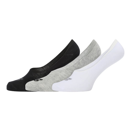 new balance unisexe performance cotton unseen liner socks 3 pack en noir/gris/blanc, taille l
