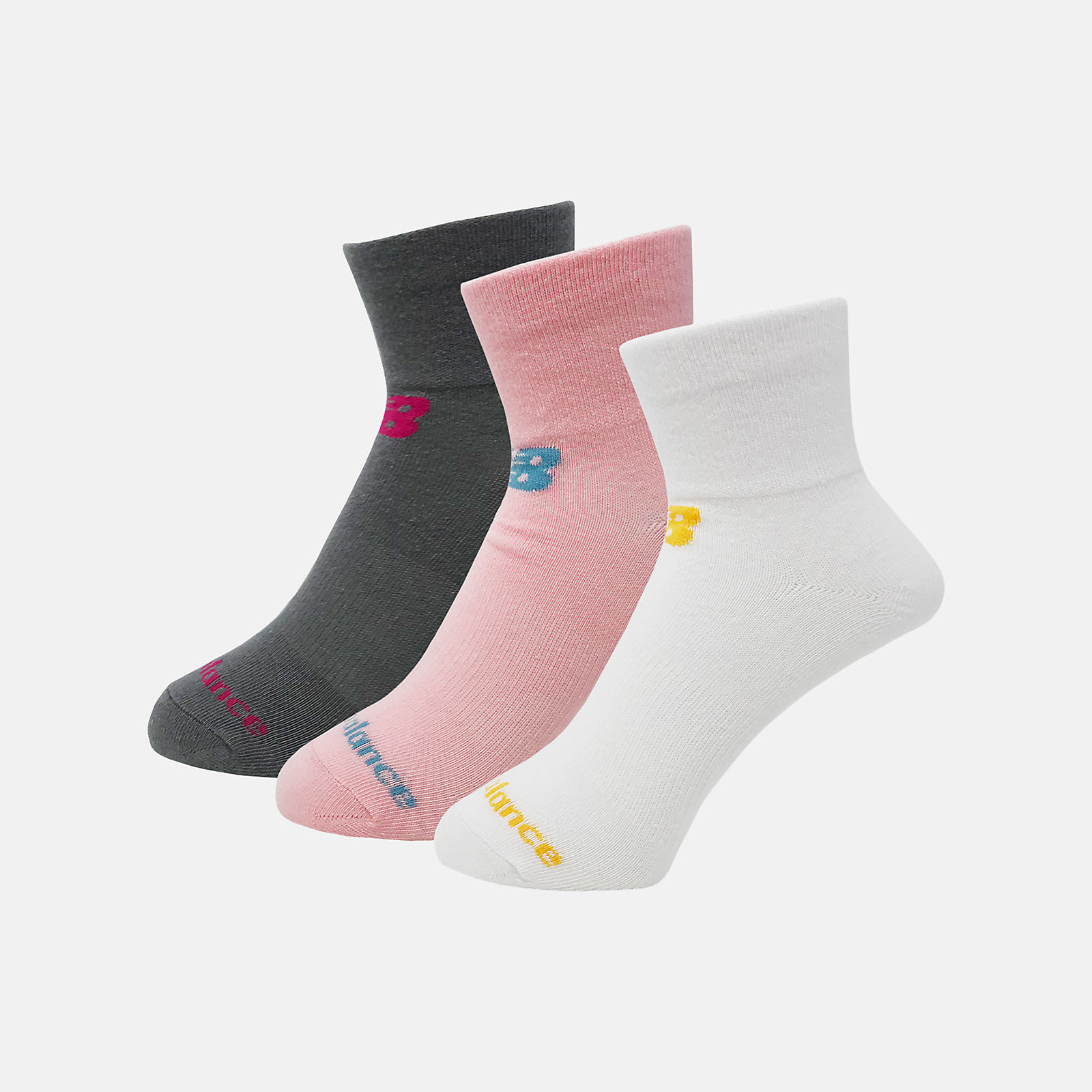 Performance Cotton Flat Knit Ankle Socks 3 Pack - New Balance