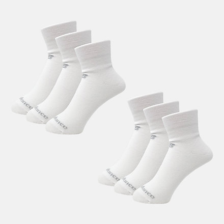 New Balance Performance Cotton Flat Knit Ankle Socks 6 Pack, LAS95236WT image number null
