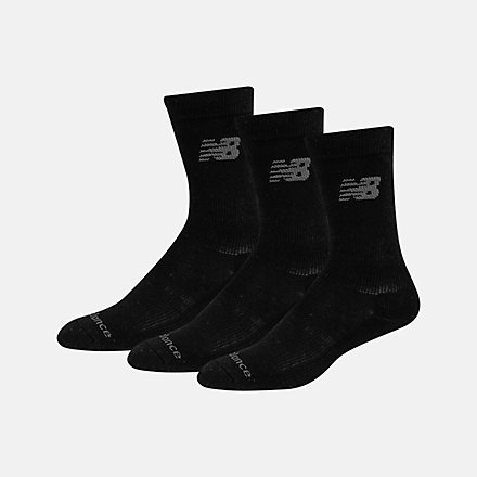New Balance Performance Cotton Cushioned Crew Socks 3 Pack, LAS95363BK image number null