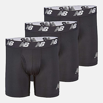 New Balance Mens Premium 6 Inch Boxer Brief with Fly 3 Pack, LAU13001BKK image number null