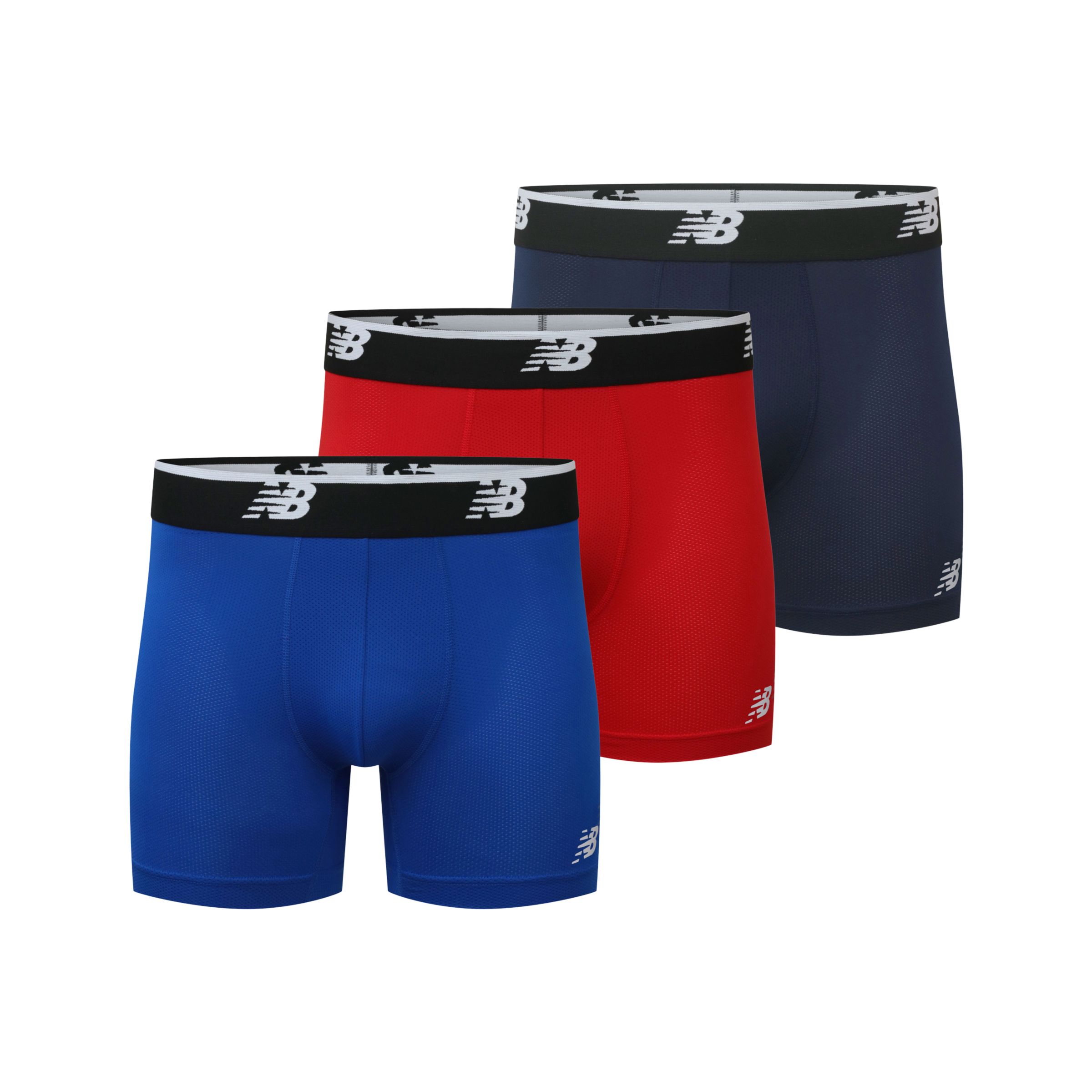 NEW BALANCE MEN'S MENS MESH 5 INCH BOXER BRIEF NO FLY 3 PACK 