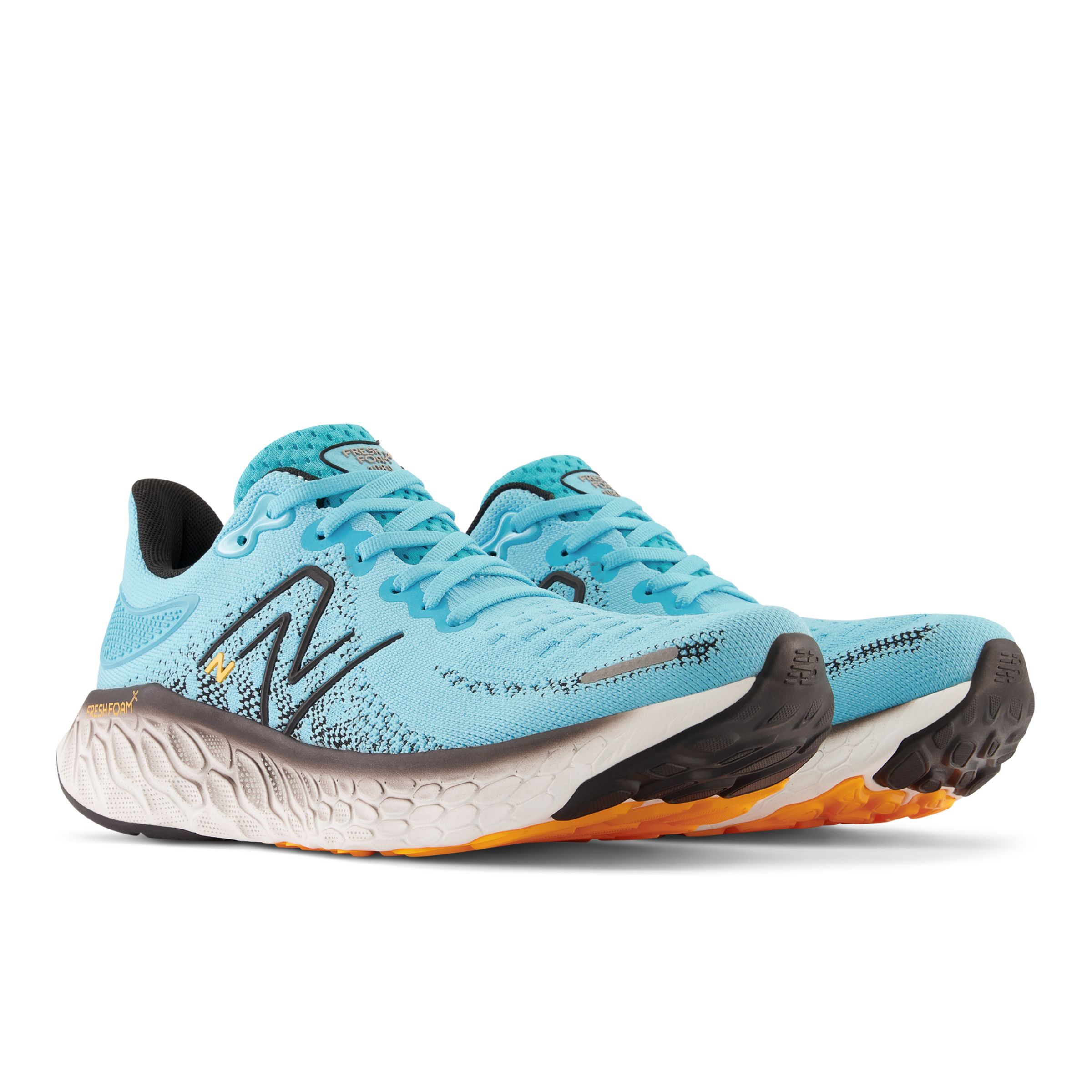 New Balance Homme Fresh Foam X 1080v12 en Blue/Bleu/Black/Noir/Orange, Synthetic, Taille 45.5