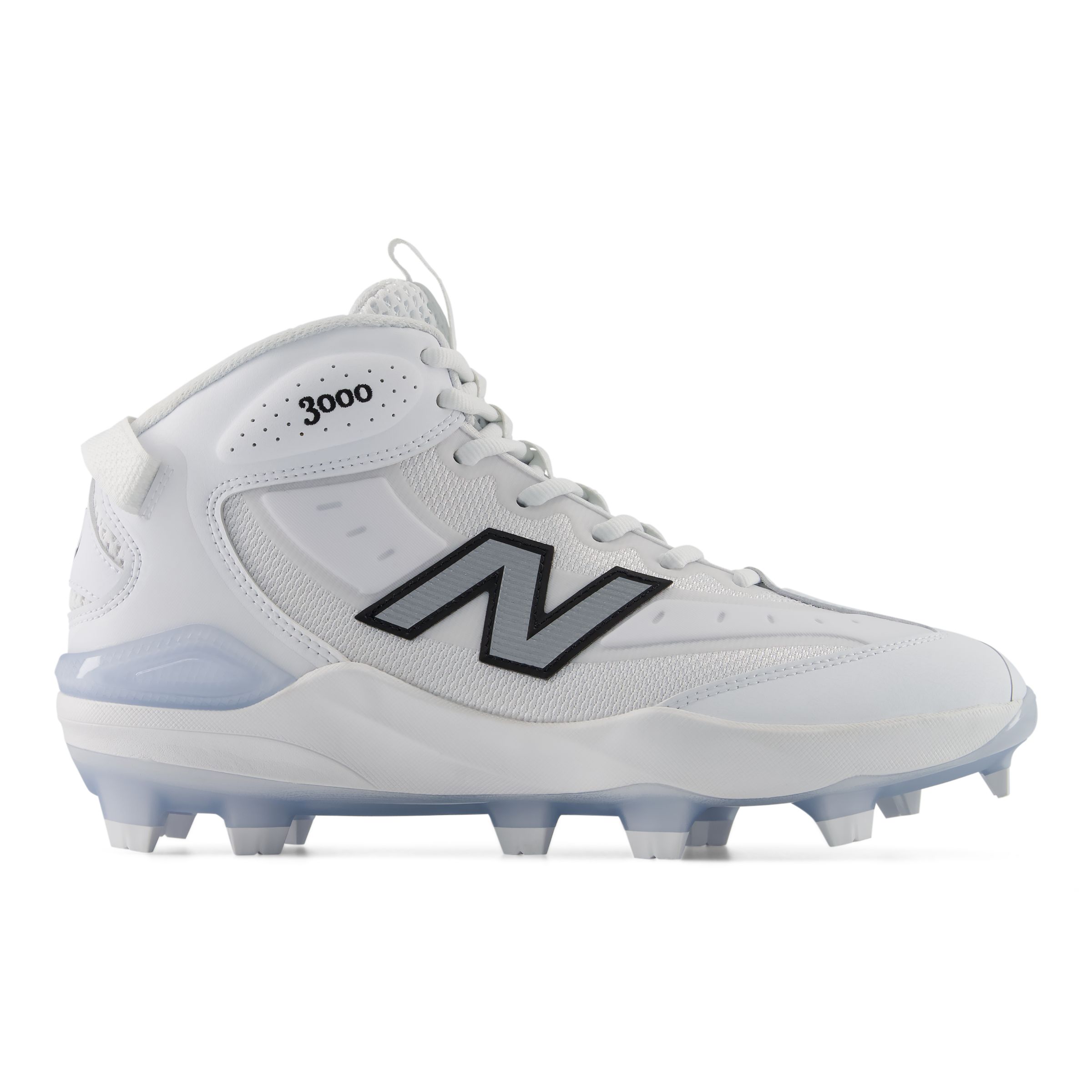 New Balance Men's 3000v8 Mid TPU Baseball Shoes - White/Grey (Size 15 Wide)