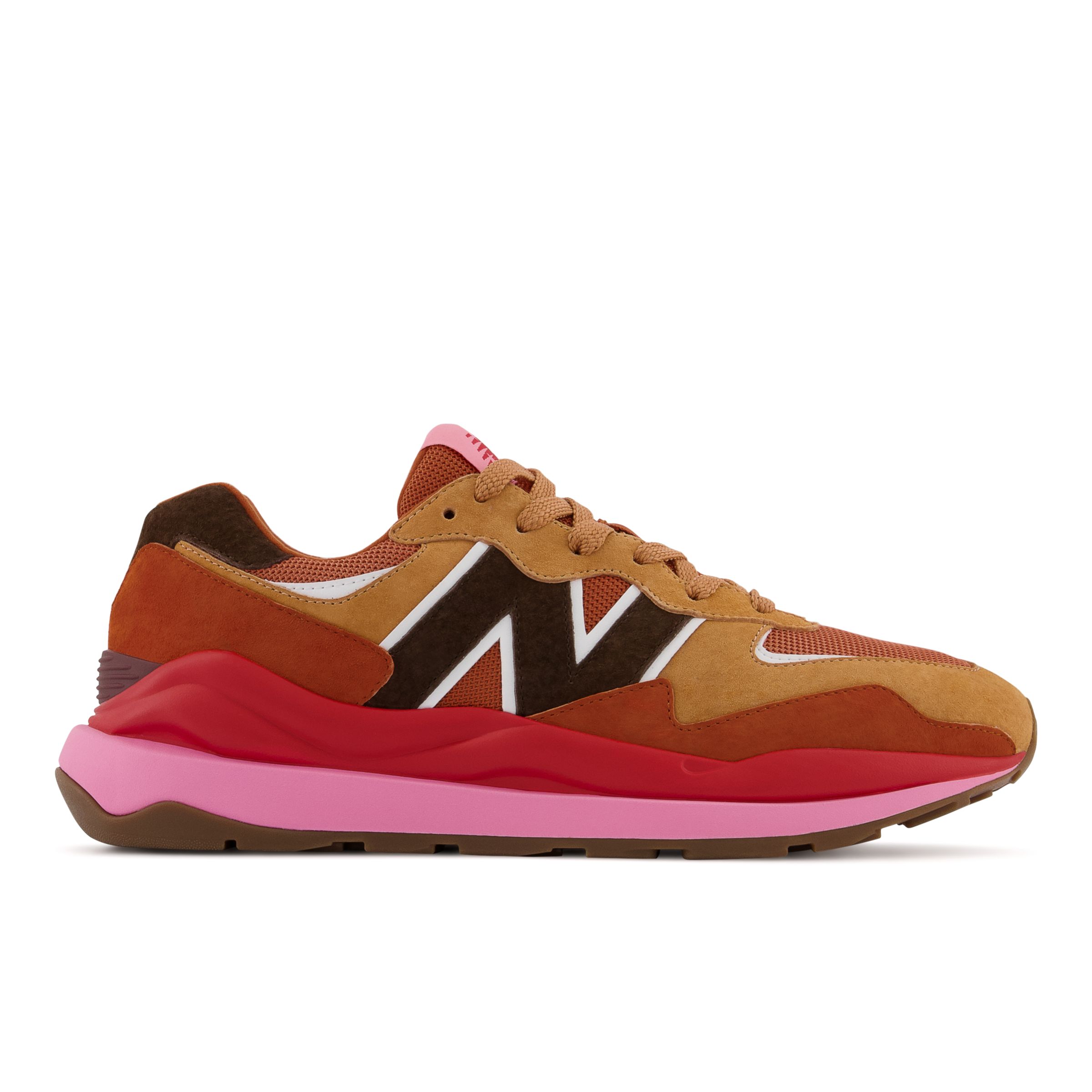 New Balance Men's 57/40 Suede & Mesh Sneakers In Chocolate Brown With Bubblegum