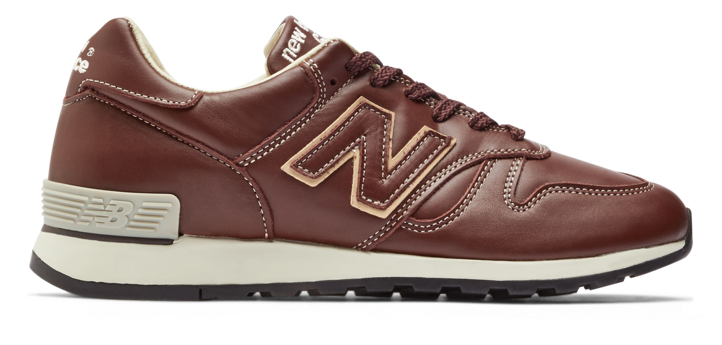 New Balance Men's Made in UK 670 in Brown/White/Grey/Beige Leather, size 8.5