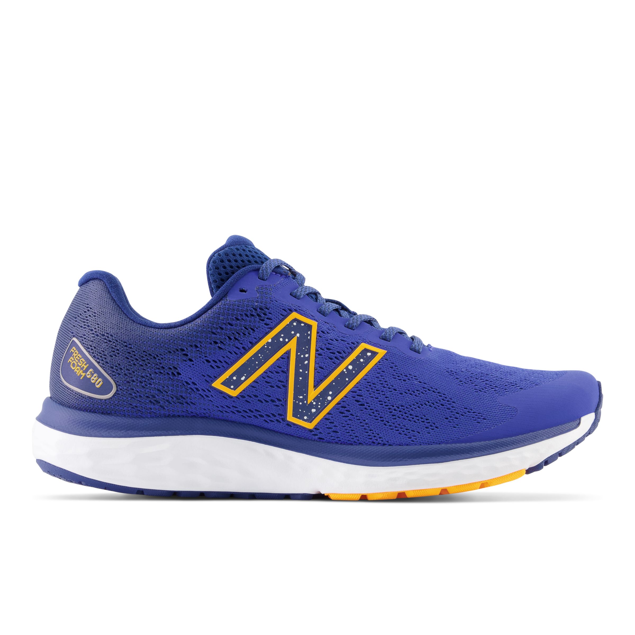 New Balance Men's Fresh Foam 680v7 in Blue/Orange Textile, size 9.5