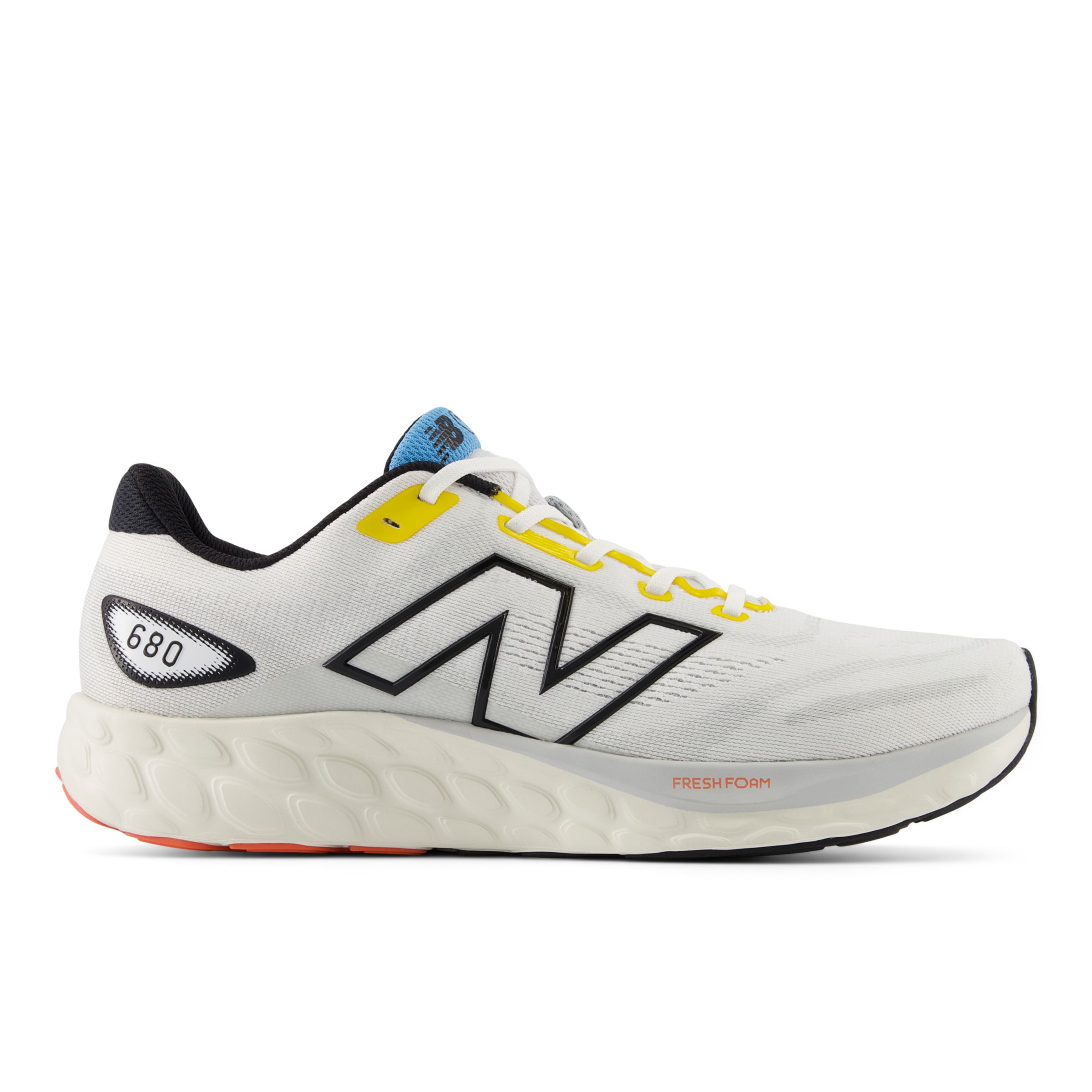 뉴발란스 New Balance Fresh Foam 680v8,White with Black and Ginger Lemon