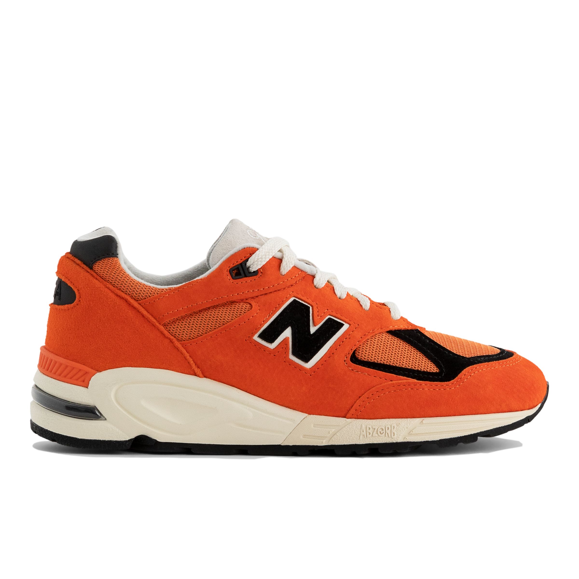 New Balance Men's MADE in USA 990v2 in Orange/Black Leather, size 9