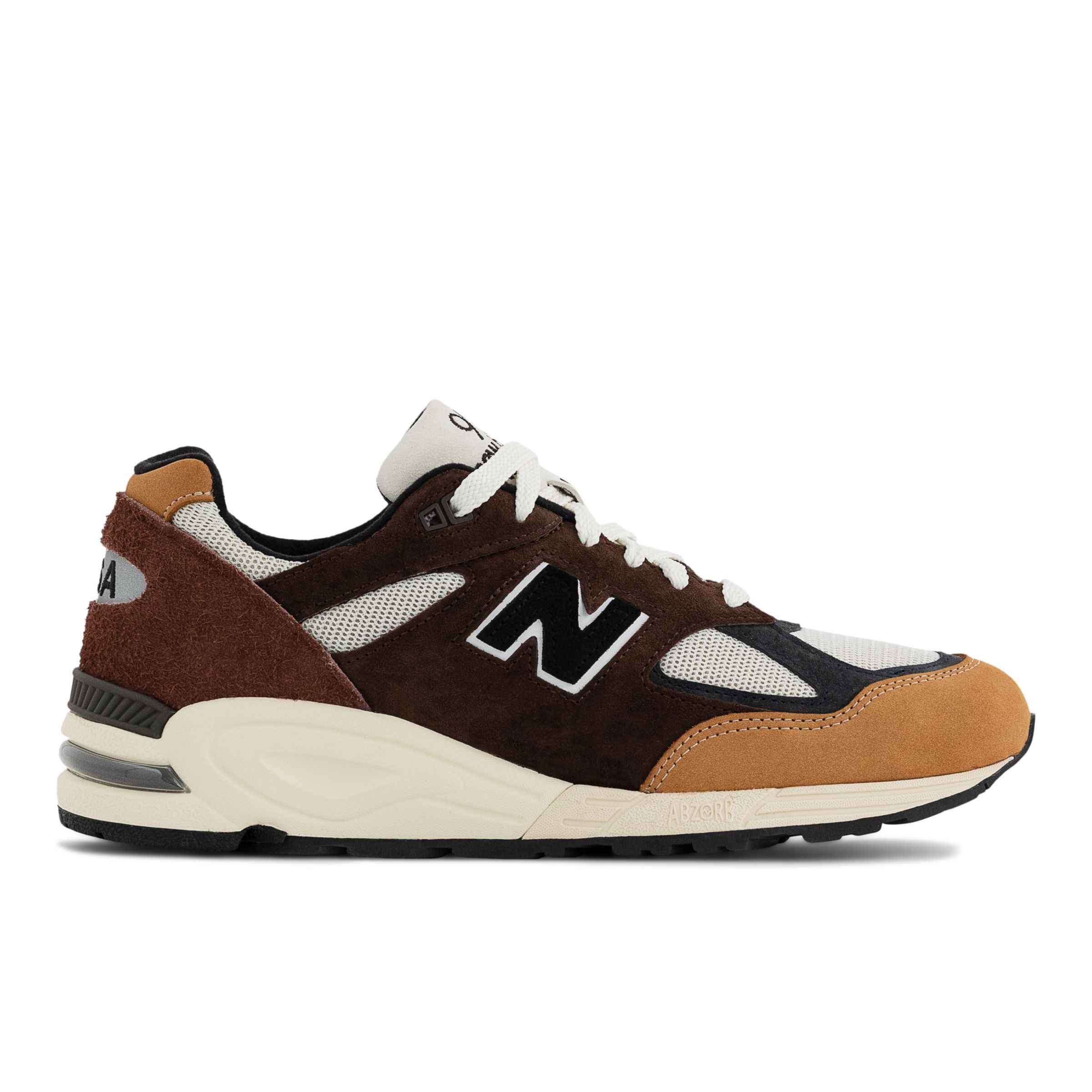 New Balance Men's Made in USA 990v2 in Black/Brown Leather, size 8