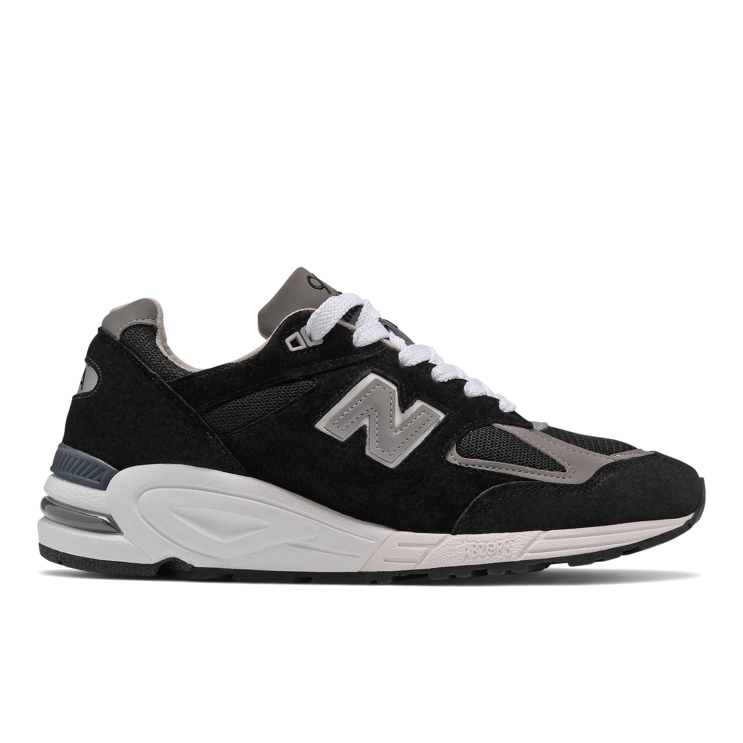 New Balance Men's MADE in USA 990v2 Core in Black/White Leather, size 9