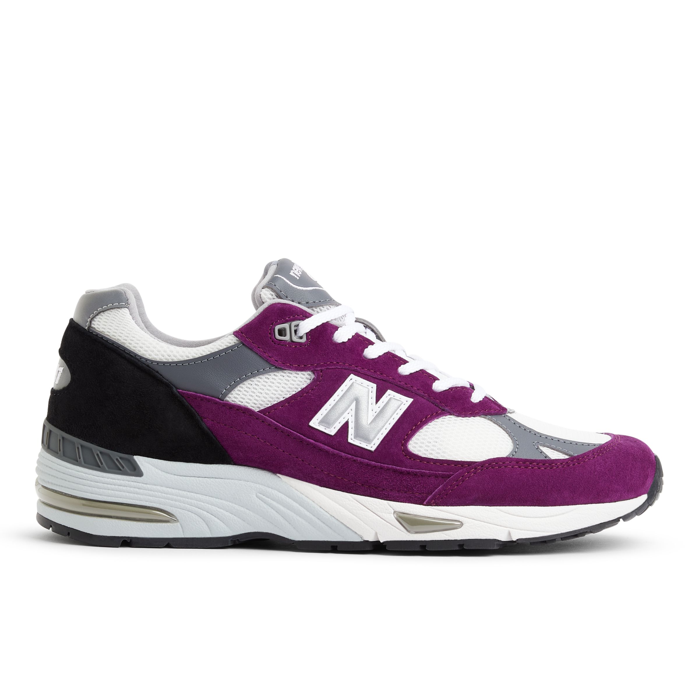 

New Balance Homme MADE in UK 991v1 Bright Renaissance en Mauve/Gris/Noir, Suede/Mesh, Taille 45 Large