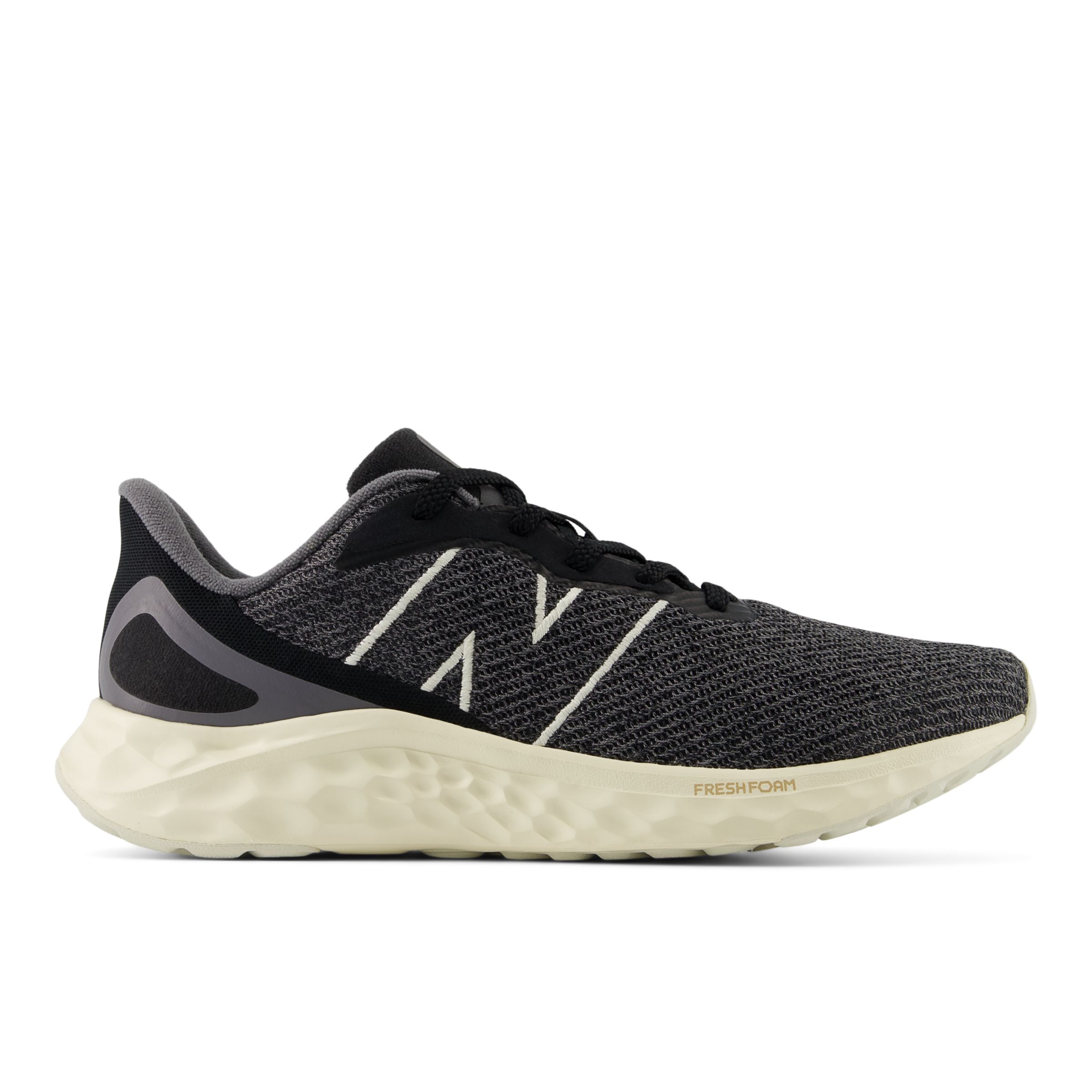 New Balance Men's Fresh Foam Arishi v4 in Black/Grey/Beige Synthetic, size 6.5