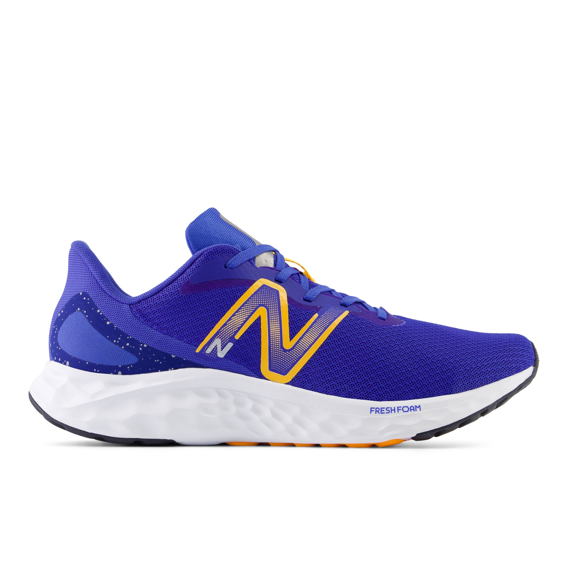 New Balance Men's Fresh Foam Arishi V4 in Blue/Orange Synthetic, size 7.5