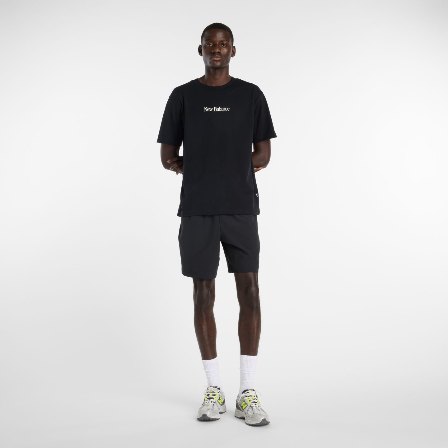 Мужские шорты New Balance Athletics Stretch Woven Short 7", цвет: Чёрный — фото 2