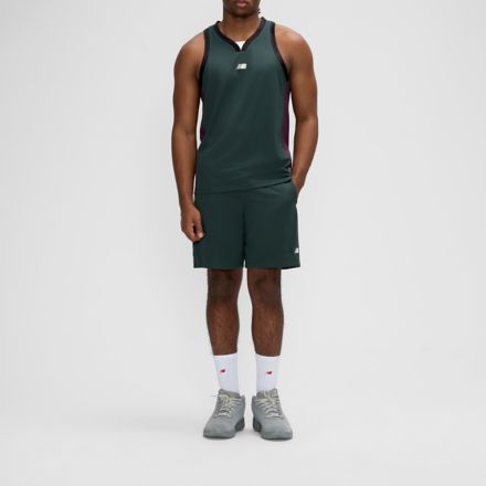 Basketball Performance Mesh Short, NIGHTWATCH GREEN with SEA SALT, MB61B14BNWG