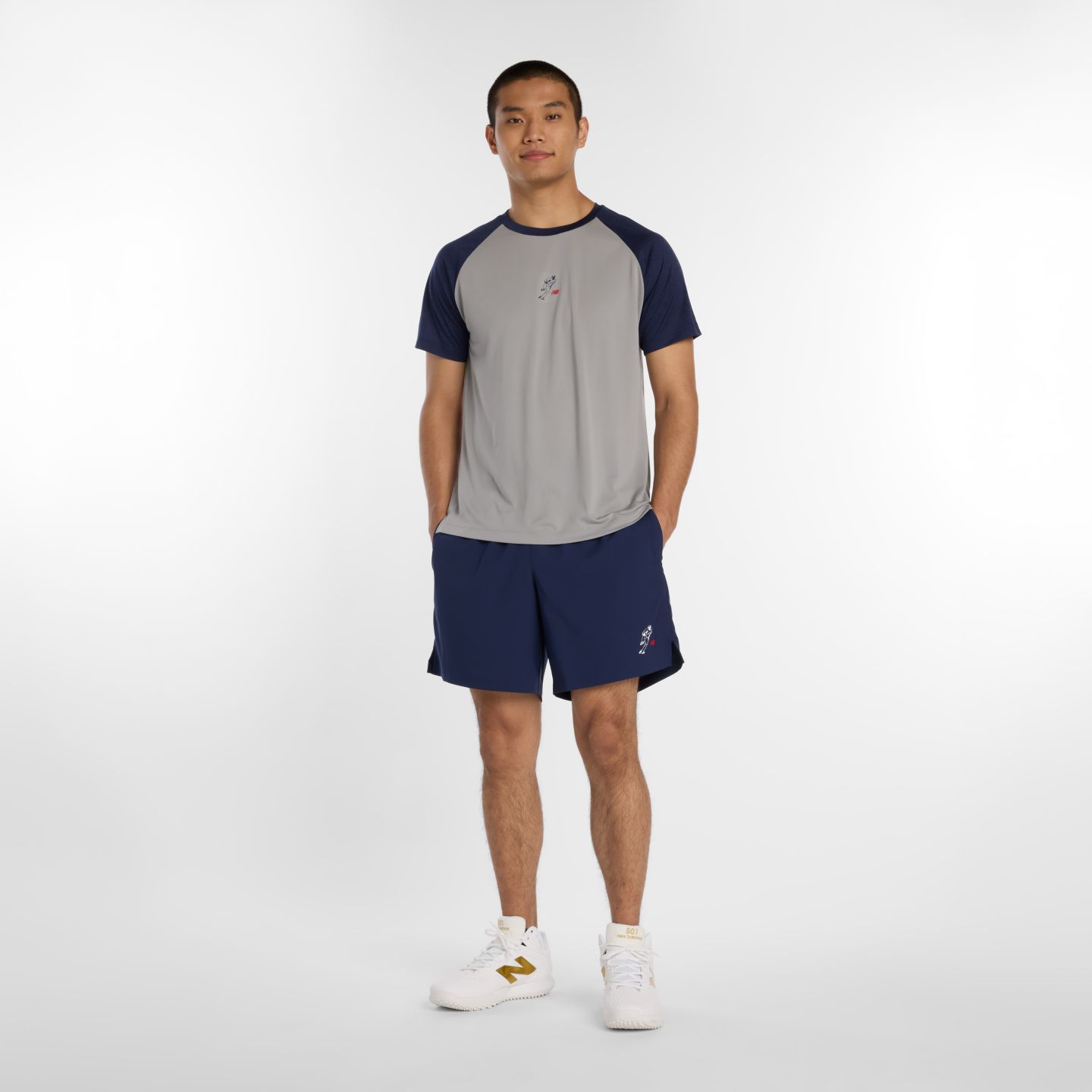 Мужские шорты New Balance Shohei Training Woven Short 7", цвет: Тёмно-синий — фото 2
