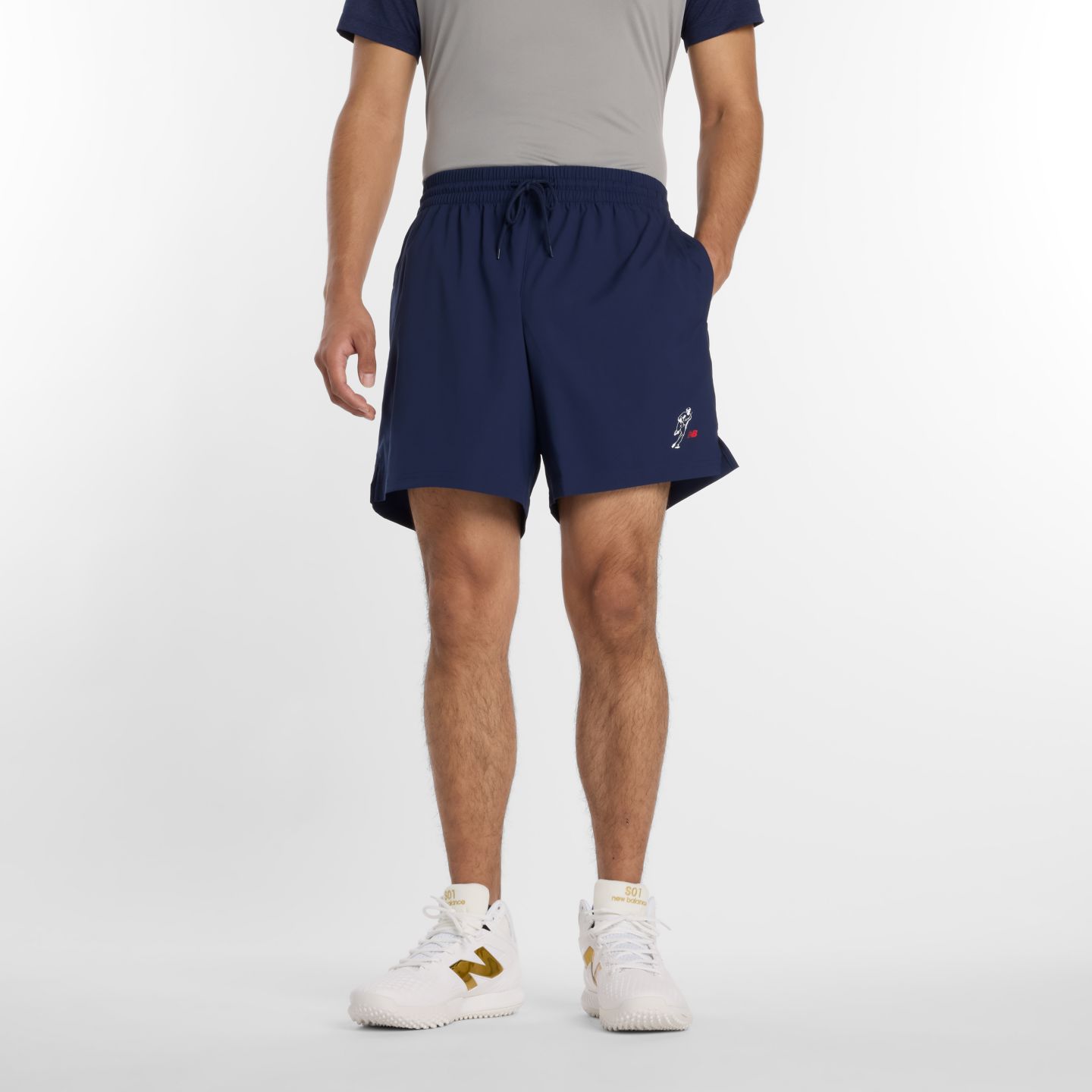 Мужские шорты New Balance Shohei Training Woven Short 7", цвет: Тёмно-синий — фото 1