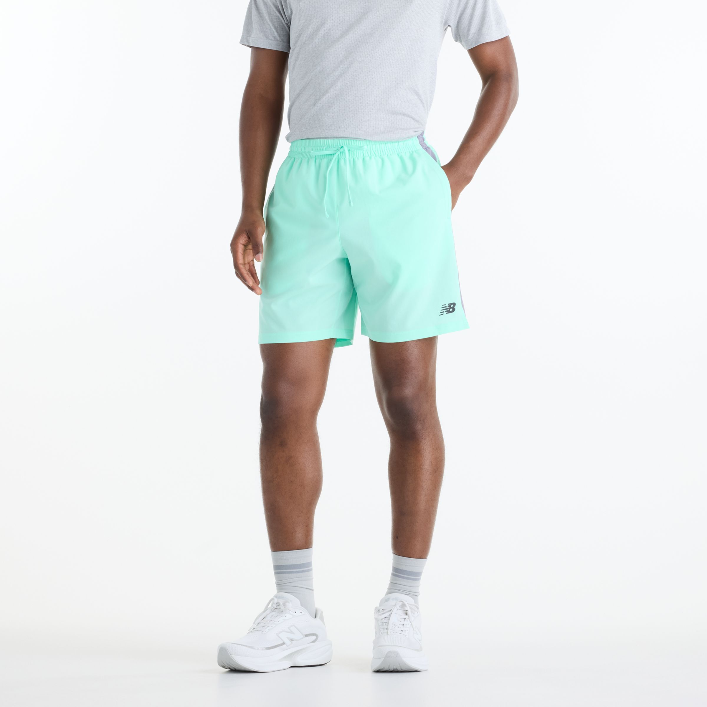 New Balance Men's Fast Days 7" Running Shorts in Mint/Grey Size: Small