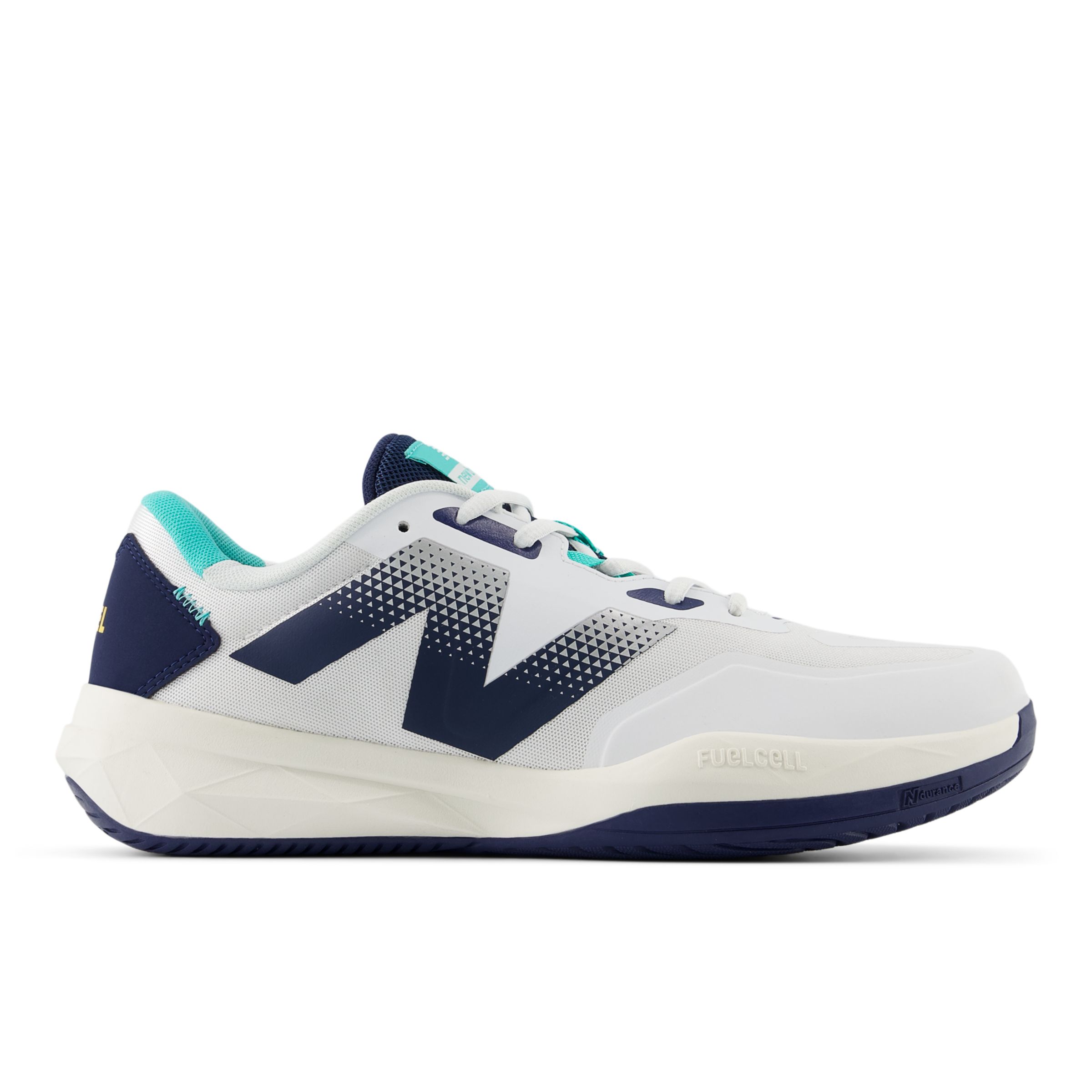 New Balance Men's FuelCell 796v4 Padel in White/Blue/Green Synthetic, size 6.5