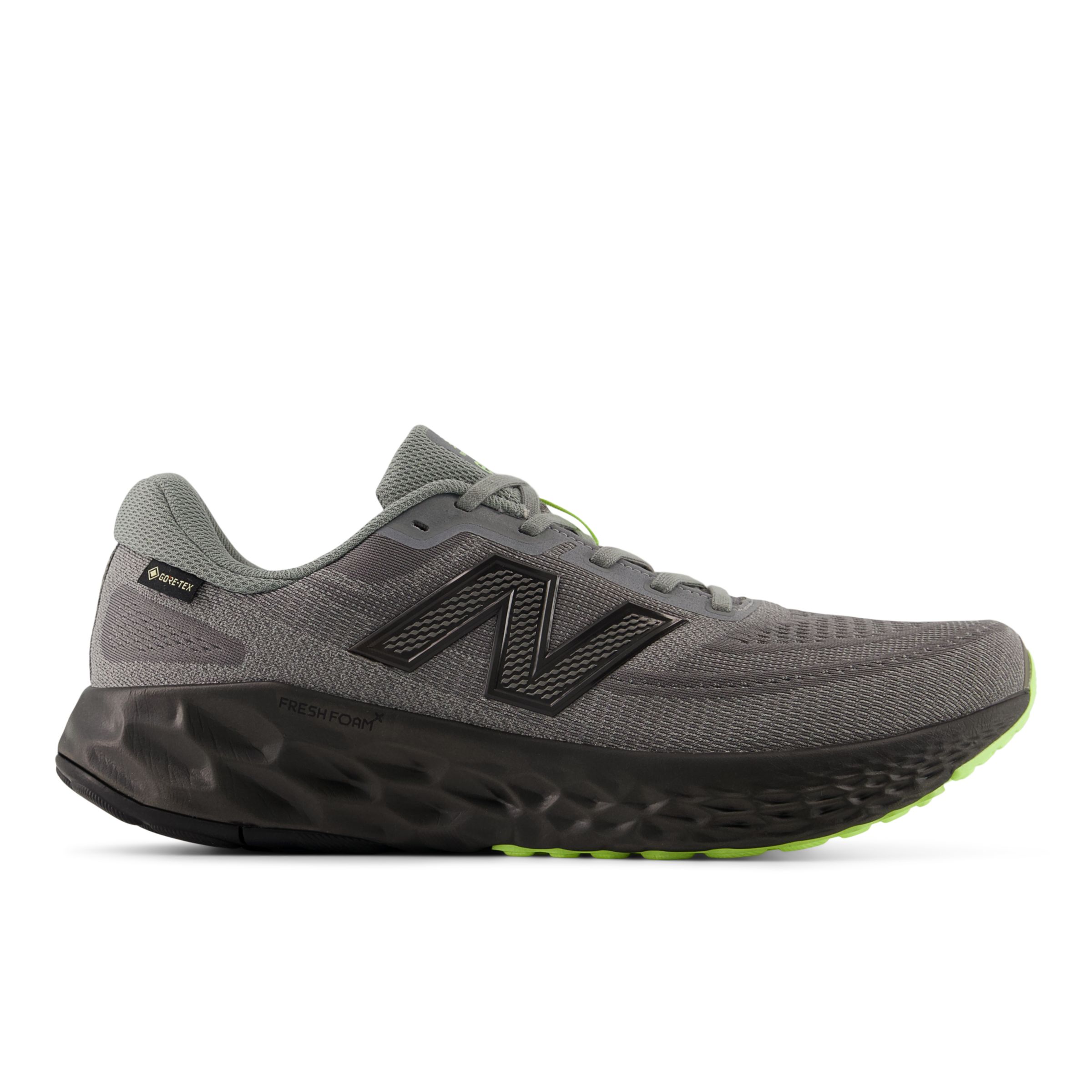 New Balance  M&auml;n Fresh Foam X Evoz v4 Gore-Tex&reg; i Gr&aring;/Gr&ouml;n Textil, Storlek 40.5