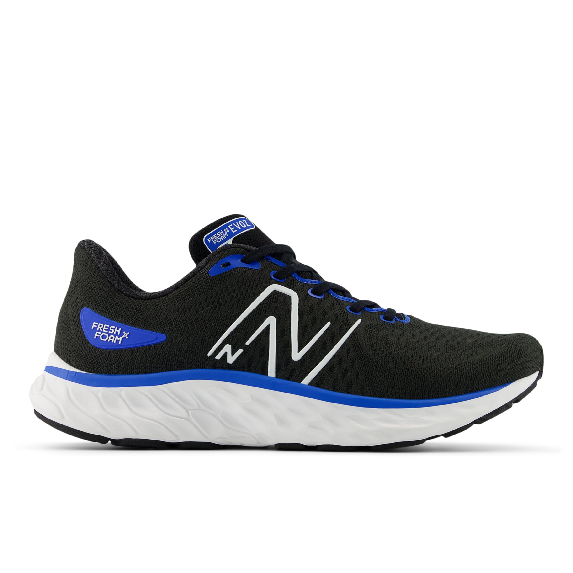 New Balance Men's Fresh Foam X EVOZ v3 in Black/Blue Textile, size 8