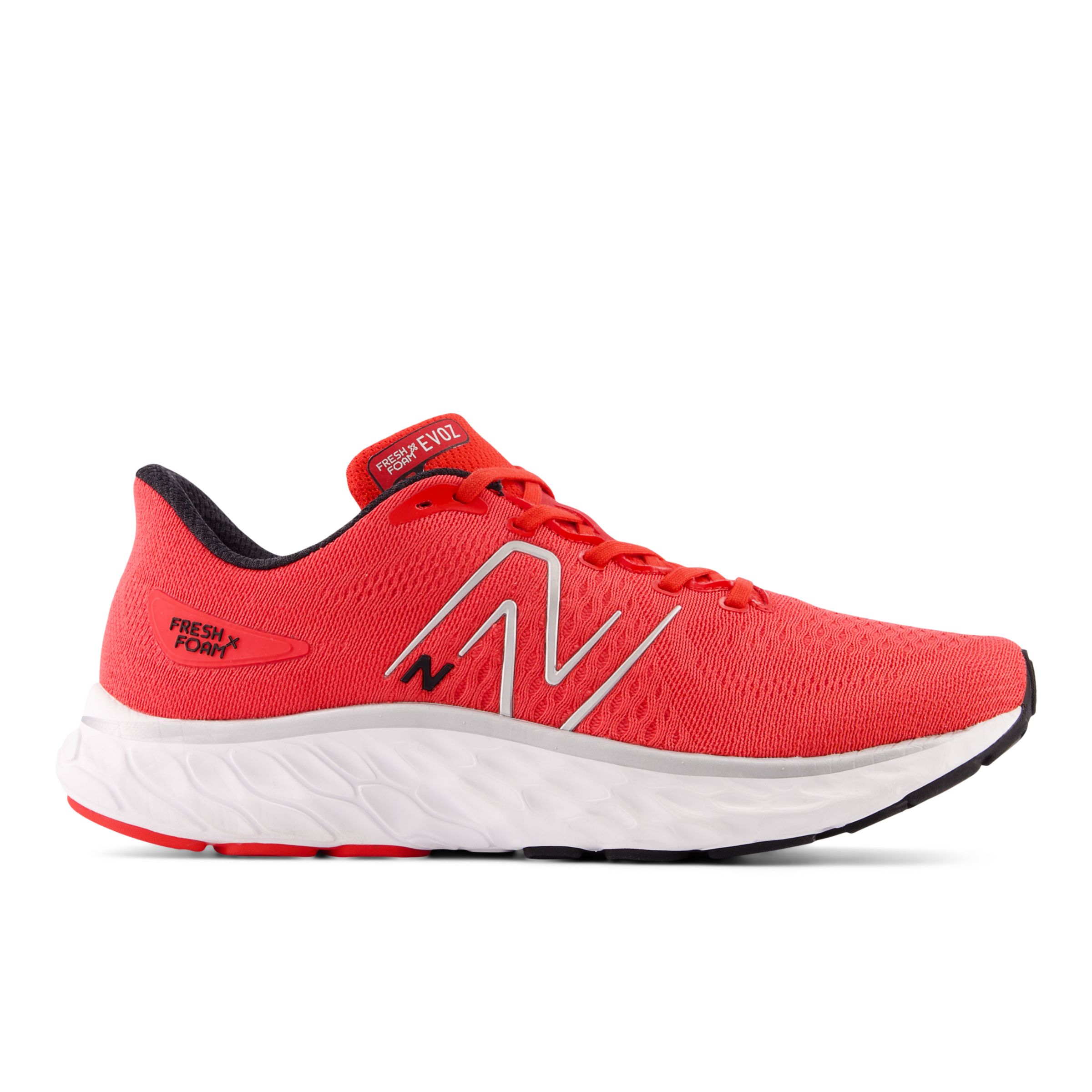 New Balance Men's Fresh Foam X EVOZ v3 in Red/Black/Grey Textile, size 9.5