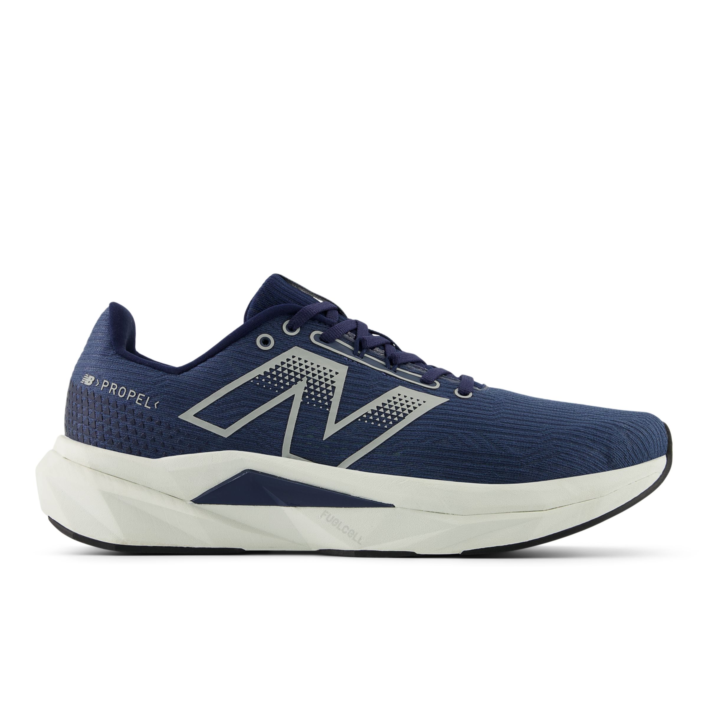 New Balance Men's FuelCell Propel v5 in Blue/Grey/White Synthetic, size 10.5