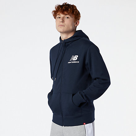 New Balance NB Essentials Stacked Full Zip Hoodie, MJ03558ECL image number null
