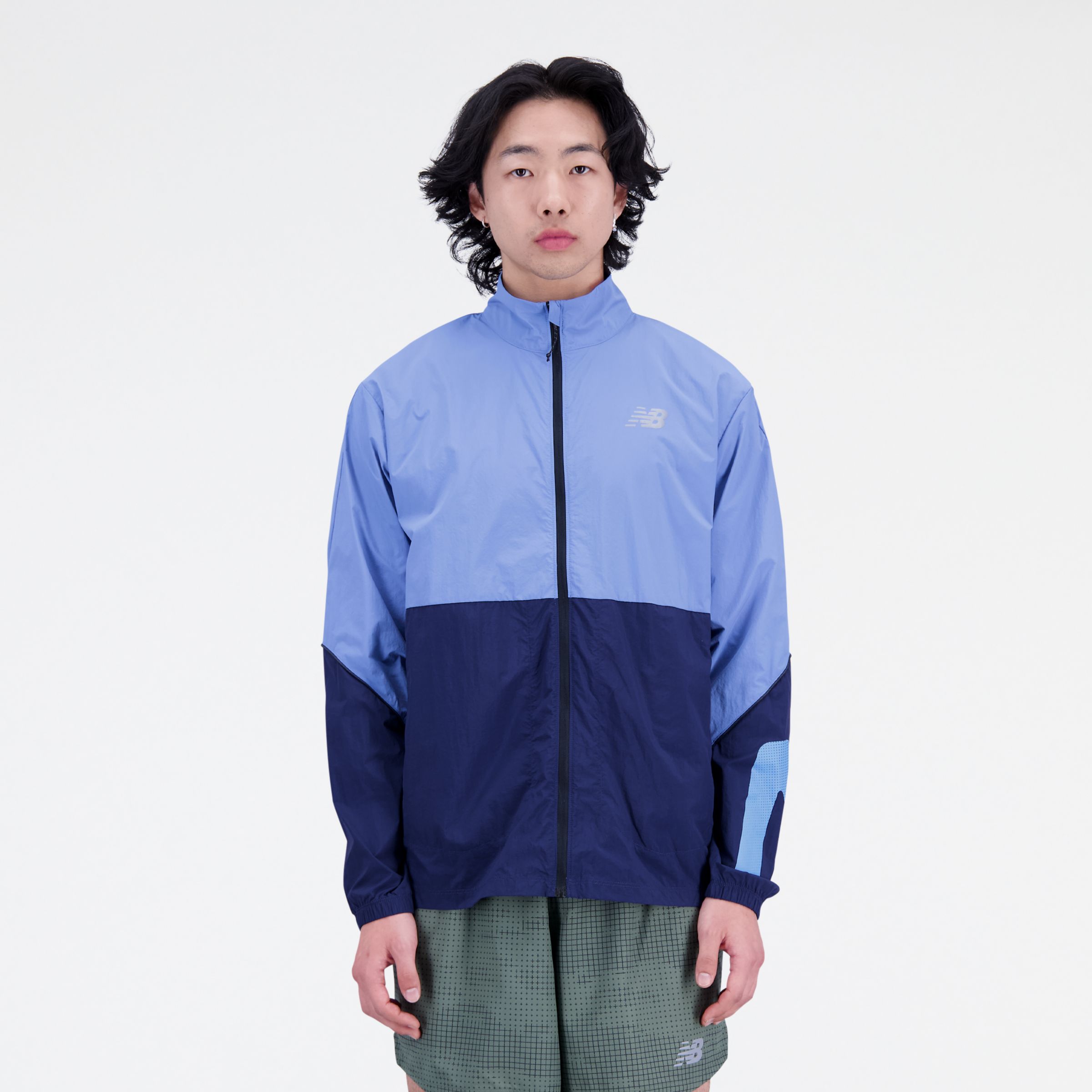 

New Balance Men's Graphic Impact Run Packable Jacket Blue - Blue