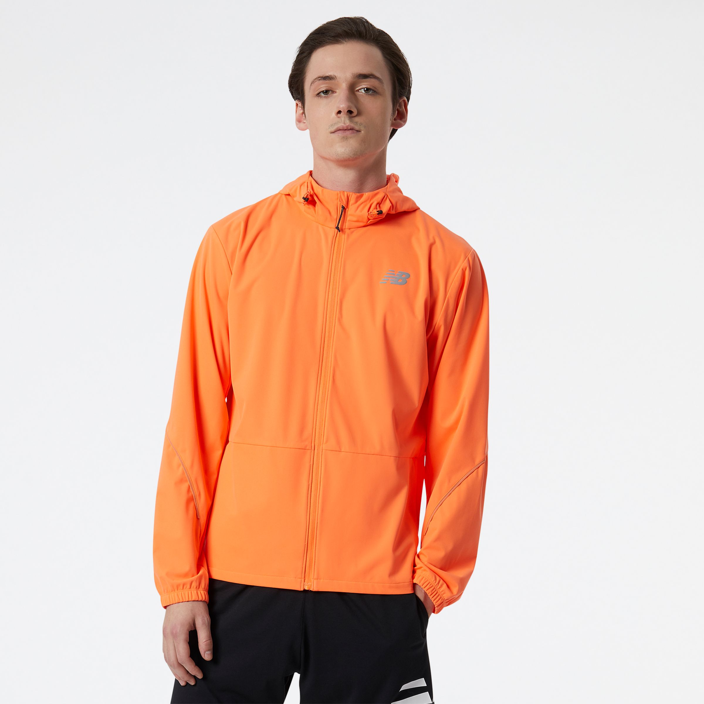 New Balance Homem Jaqueta Impact Run Water Defy in Laranja, Polywoven, Tamanho XL