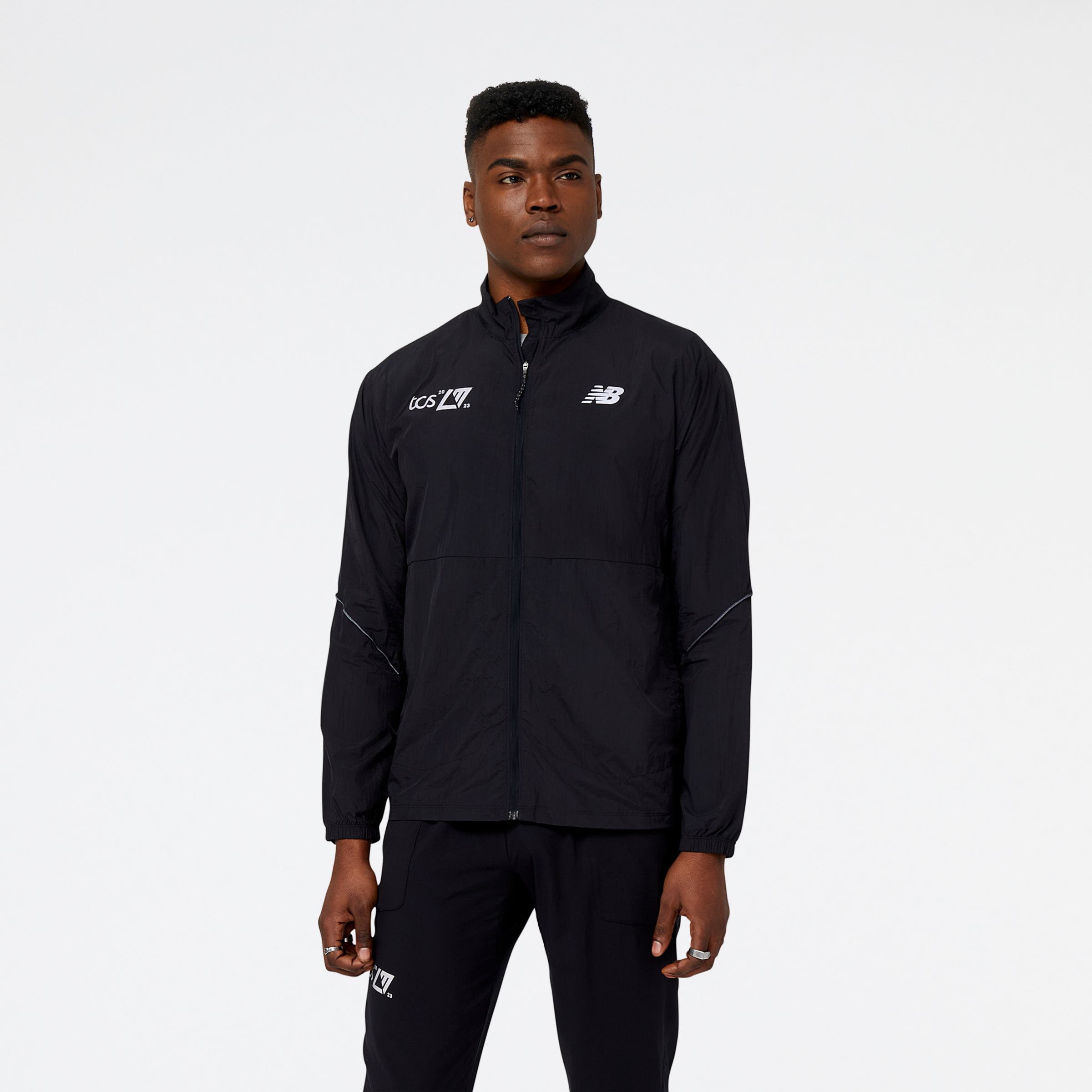 New Balance Homens London Edition Impact Run Packable Jacket in Preto, Polywoven, Tamanho XL