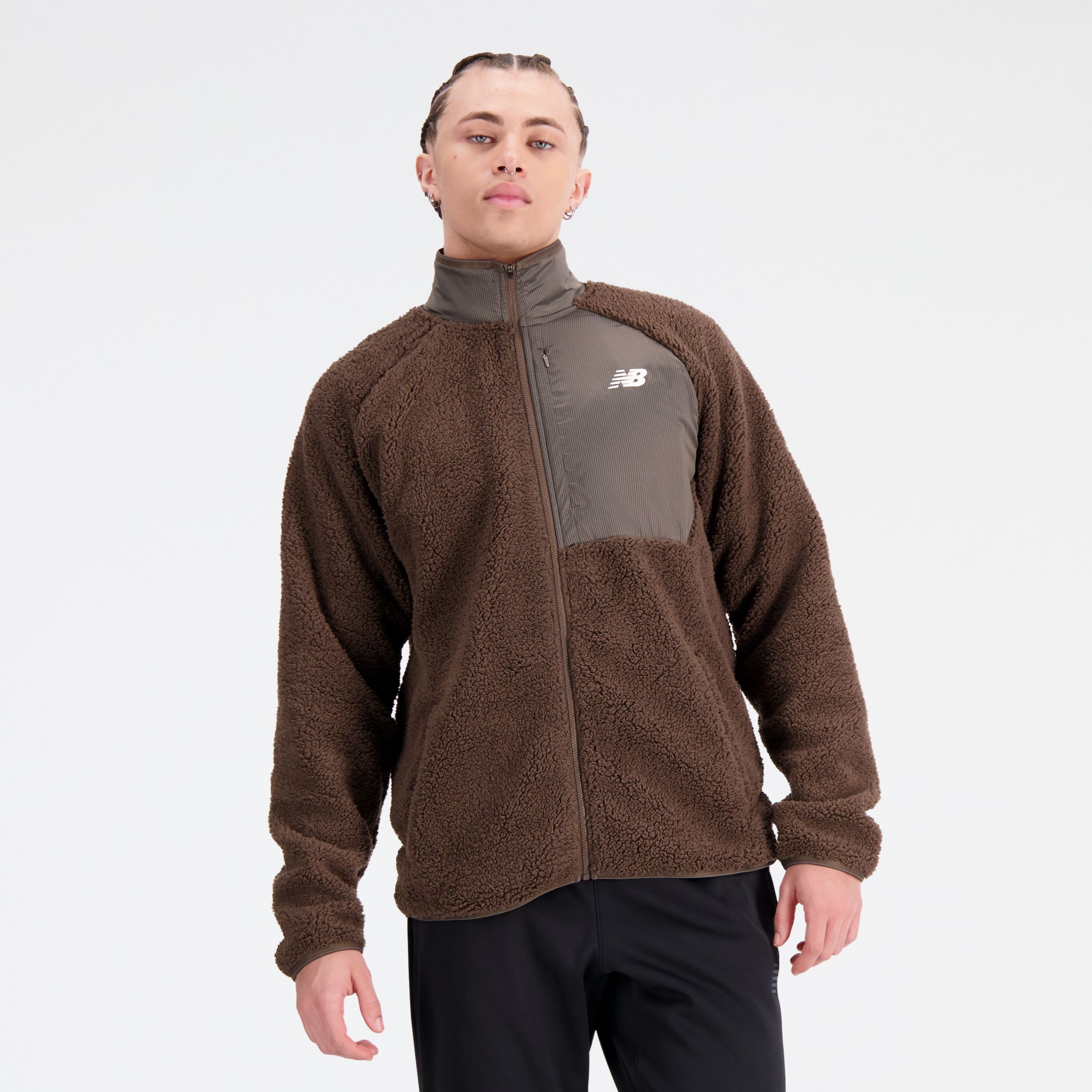 

New Balance Men's Q Speed Sherpa Jacket Brown - Brown