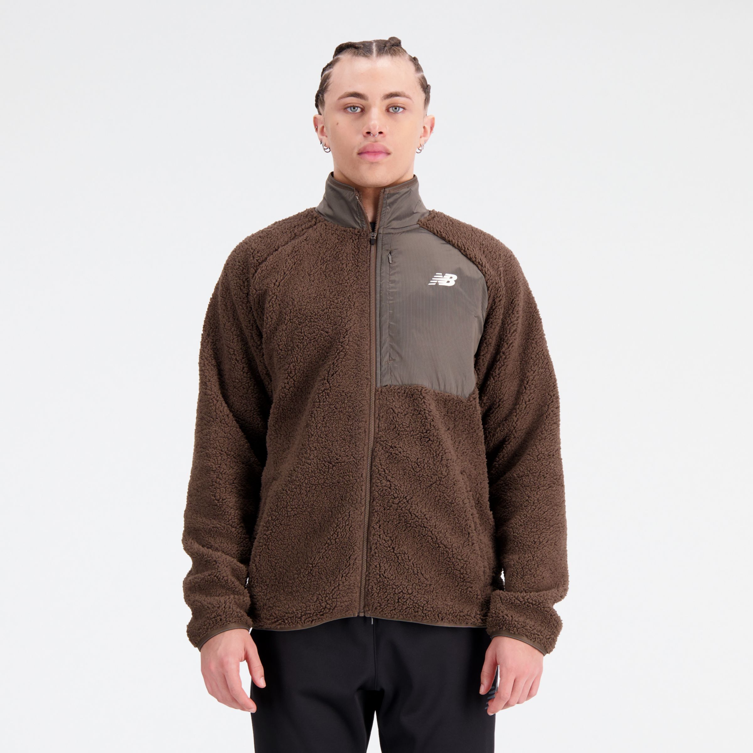 

New Balance Men's Q Speed Sherpa Jacket Brown - Brown