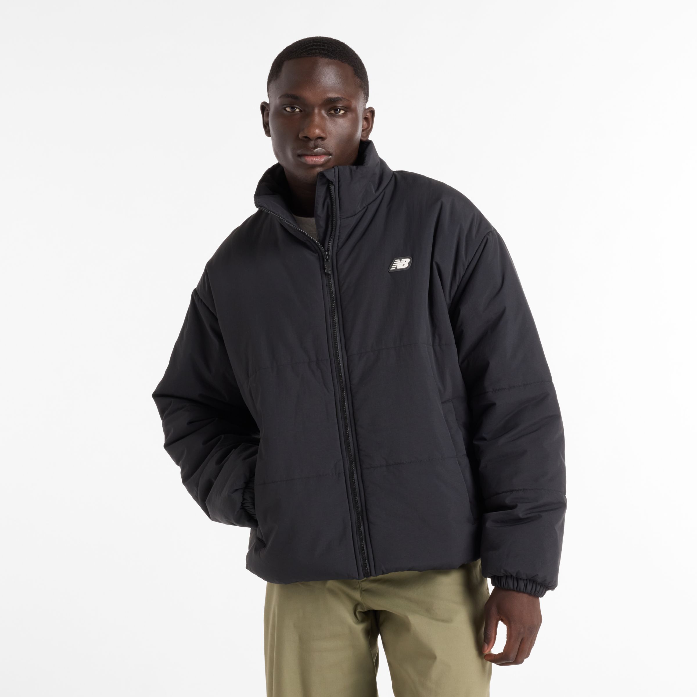 New Balance Men's All Day Puffer Jacket in Black Polywoven, size Medium