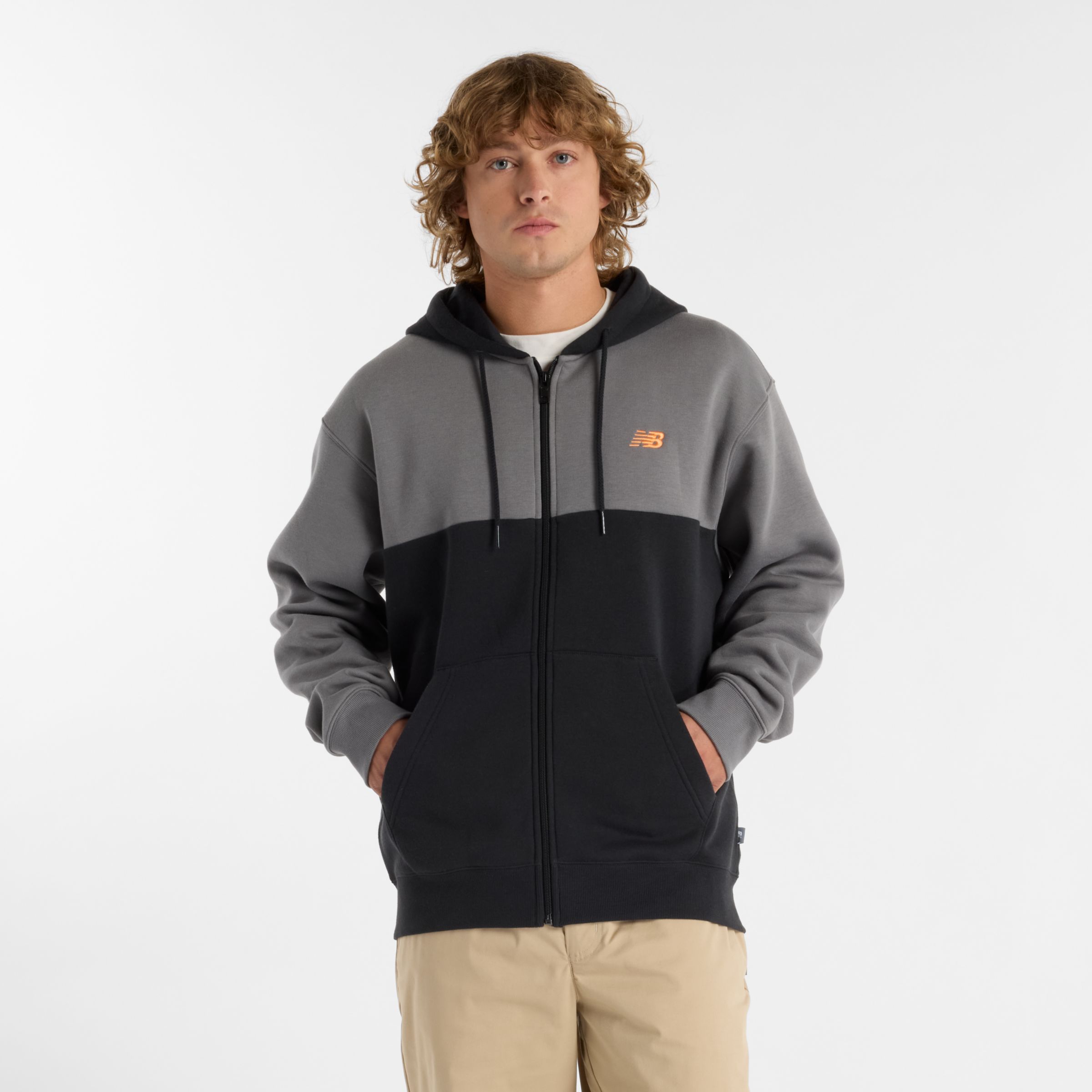 New Balance Uomo Reimagined Fleece Graphic Full Zip in Nero, Cotone, Taglia M