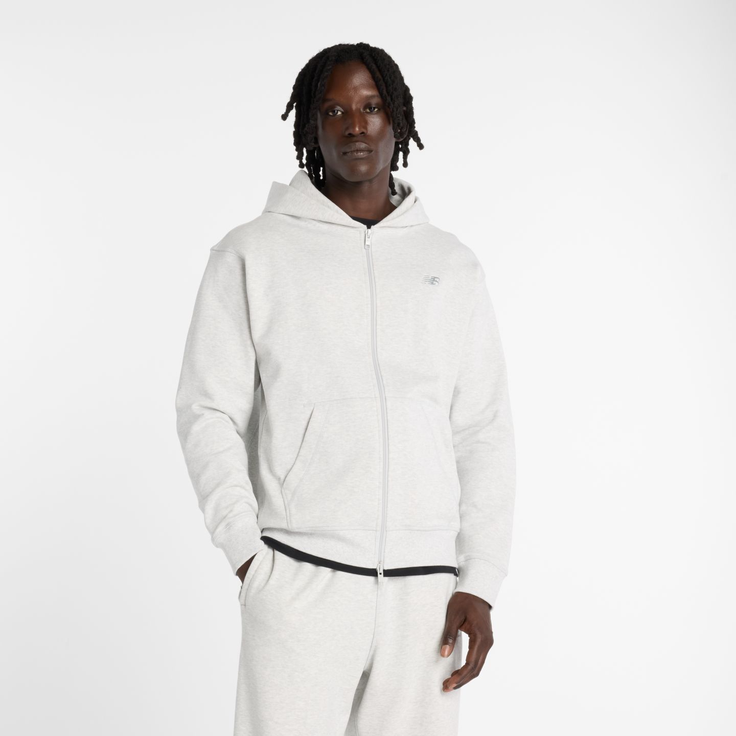 Мужские куртки New Balance Athletics French Terry Full Zip, цвет: Разноцветный / Серый — фото 1